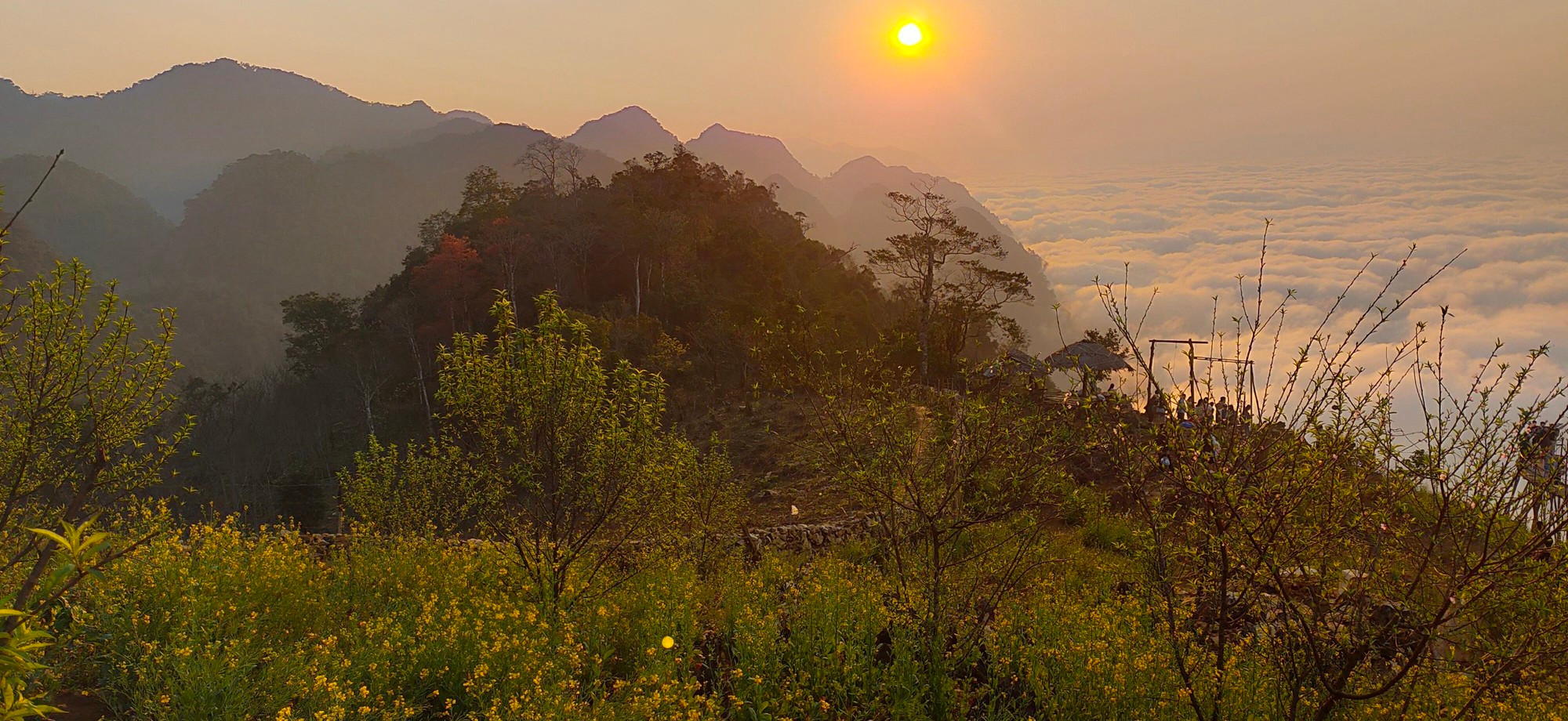 Alrededor de esos sitios los lugareños cultivan diversos tipos de flores. En primavera, las flores de canola amarilla decoran con brillantez las laderas de las montañas.