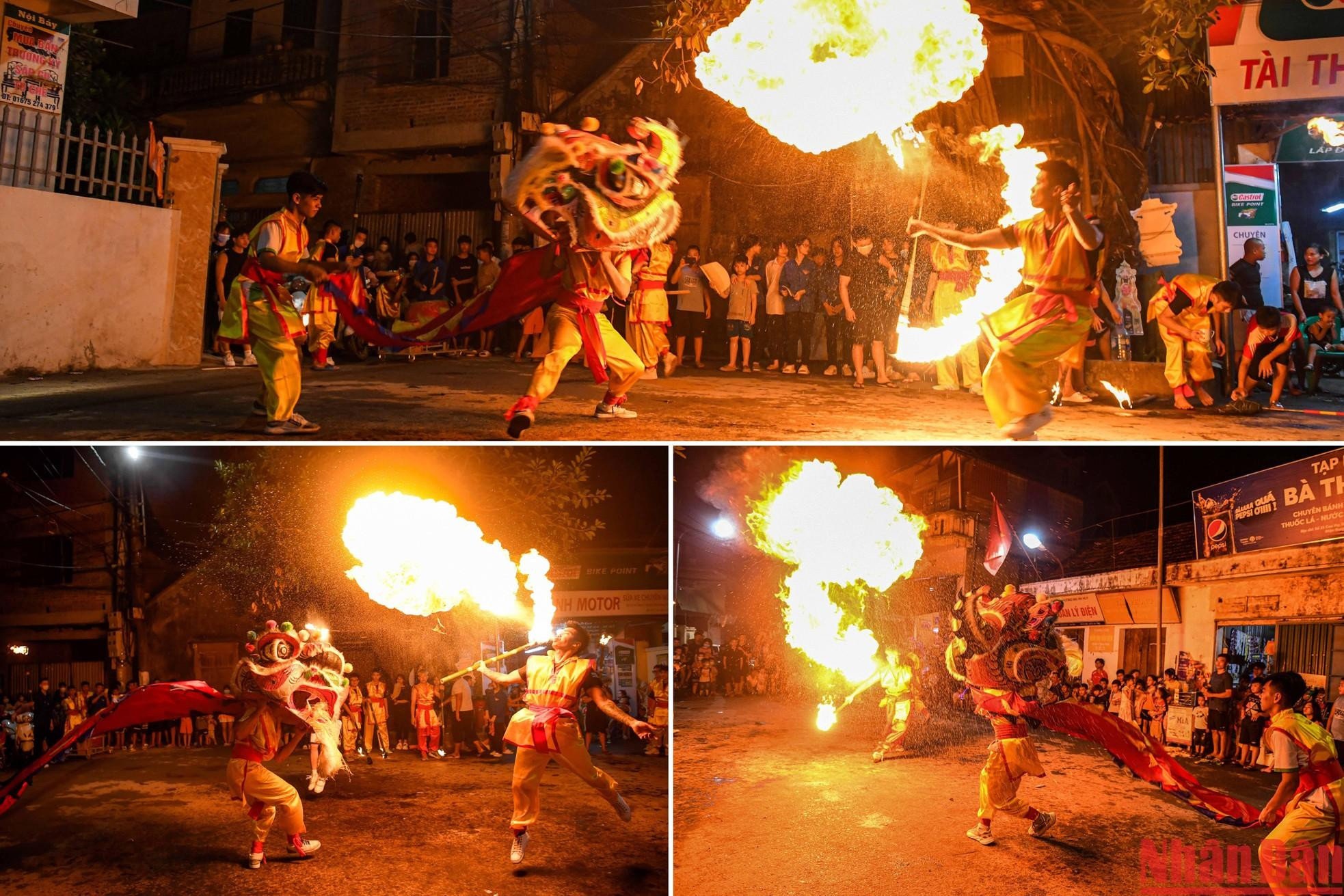 El impresionante espectáculo de la danza del león de fuego.