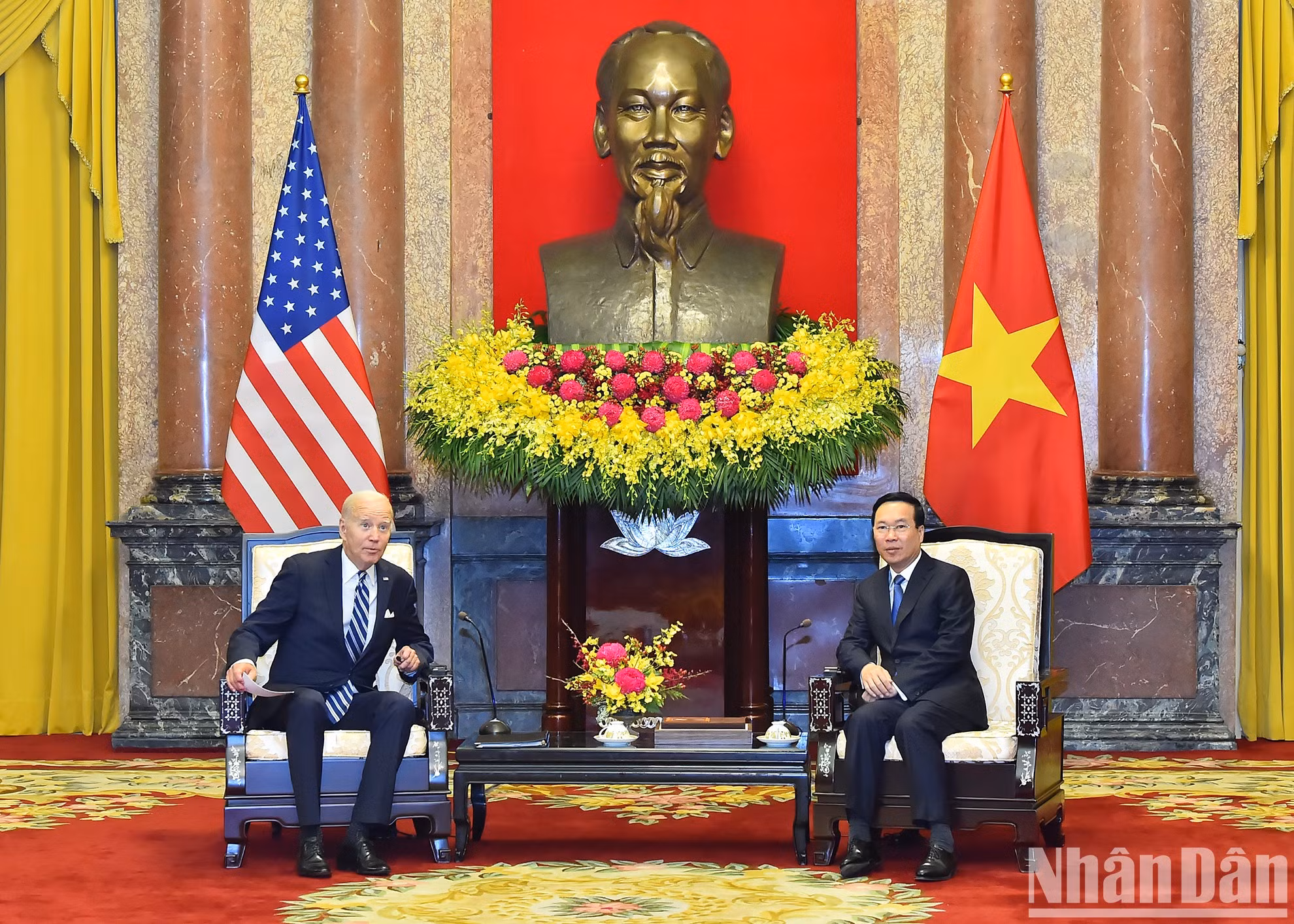 Ambos dirigentes en la reunión.
