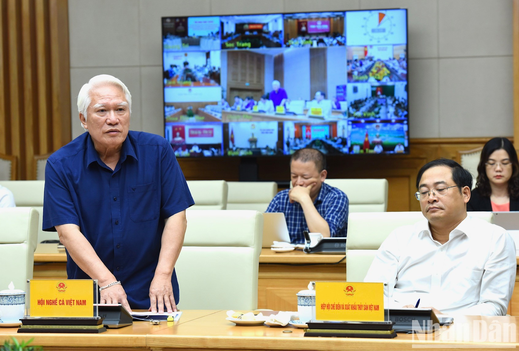 Representante de la Asociación de Pesca de Vietnam habla en la cita. Representante de la Asociación de Pesca de Vietnam habla en la cita.