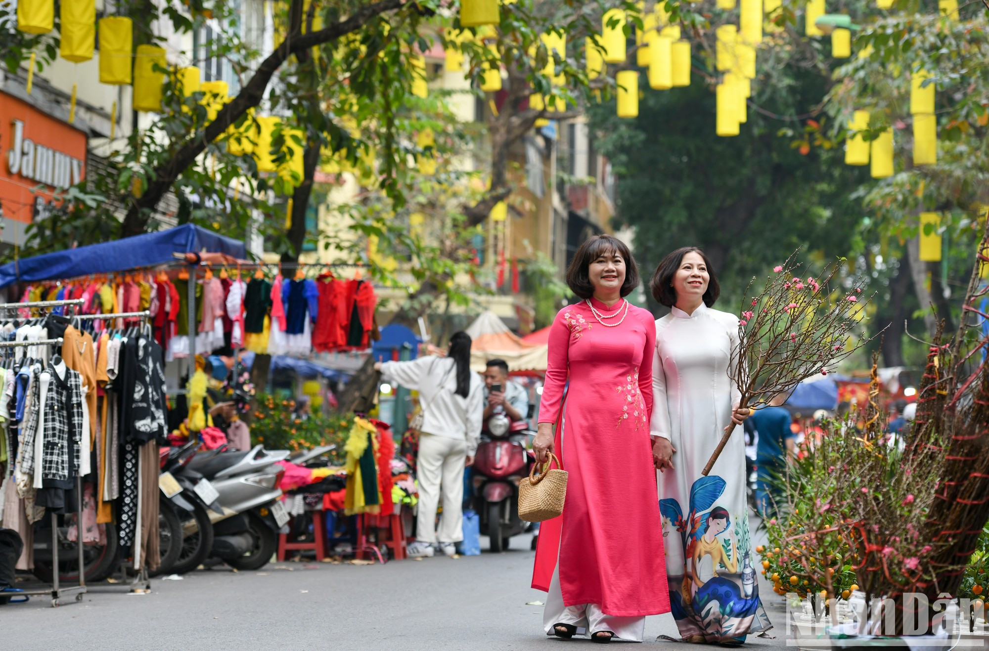 El mercado de flores en la calle Hang Luoc es siempre un lugar que atrae a numerosos turistas en los días del Tet.