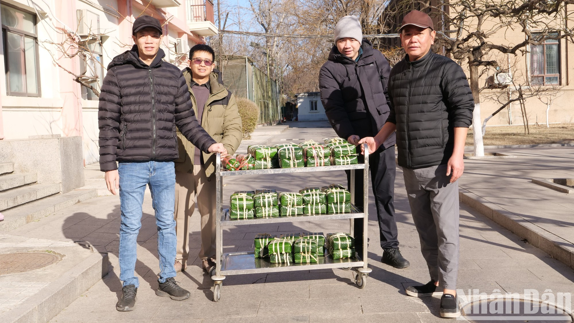 Se transportan los banh chung a la ubicación hervida.