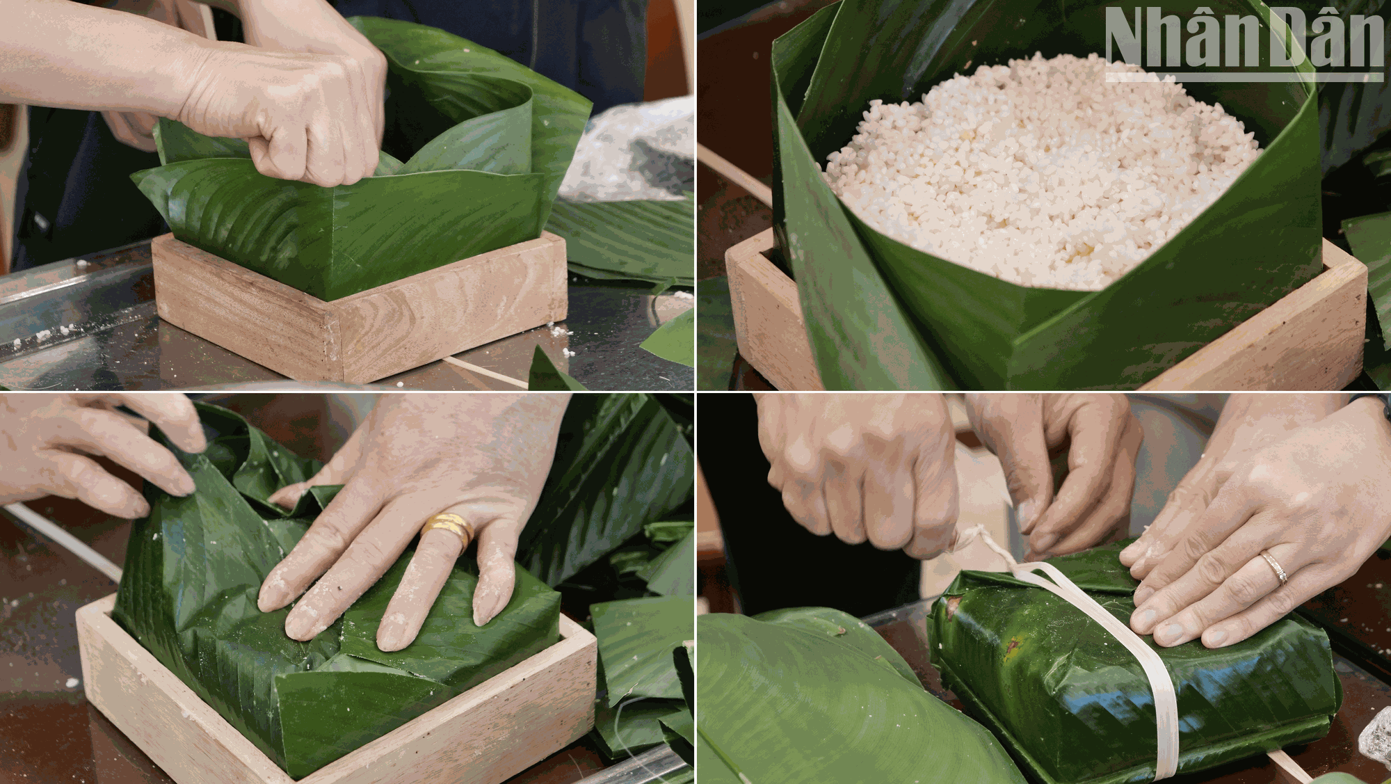 Envuelven banh chung.