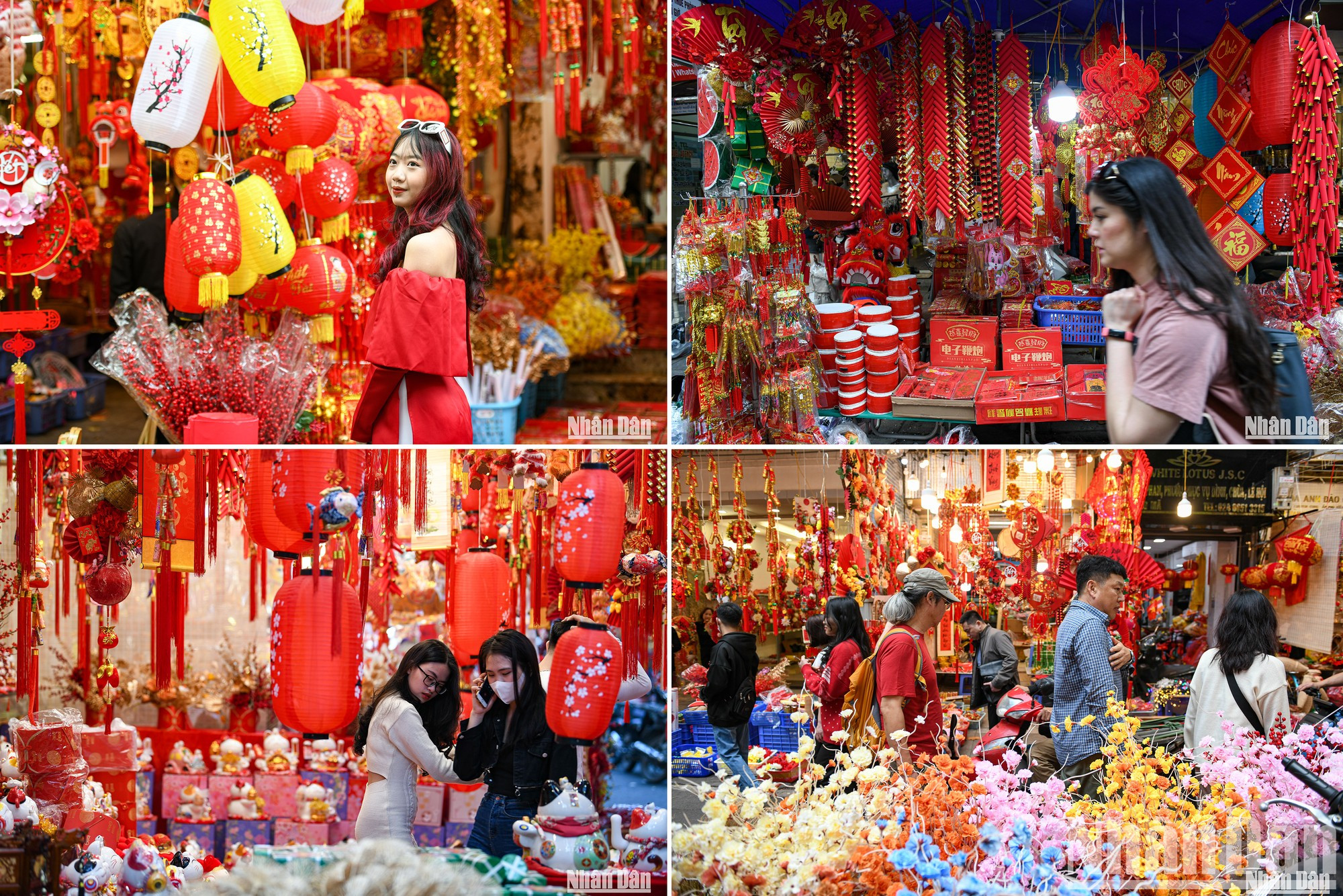 Calle de Hang Ma brilla en color rojo por el Tet.