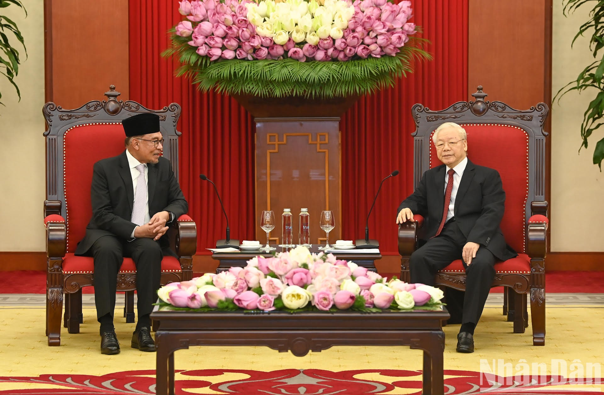 Ambos dirigentes en la reunión.