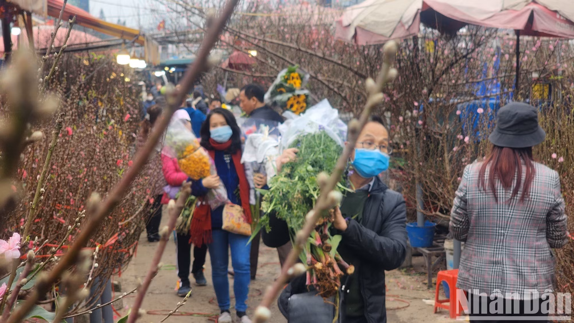 Un rincón del mercado floral de Quang Ba.