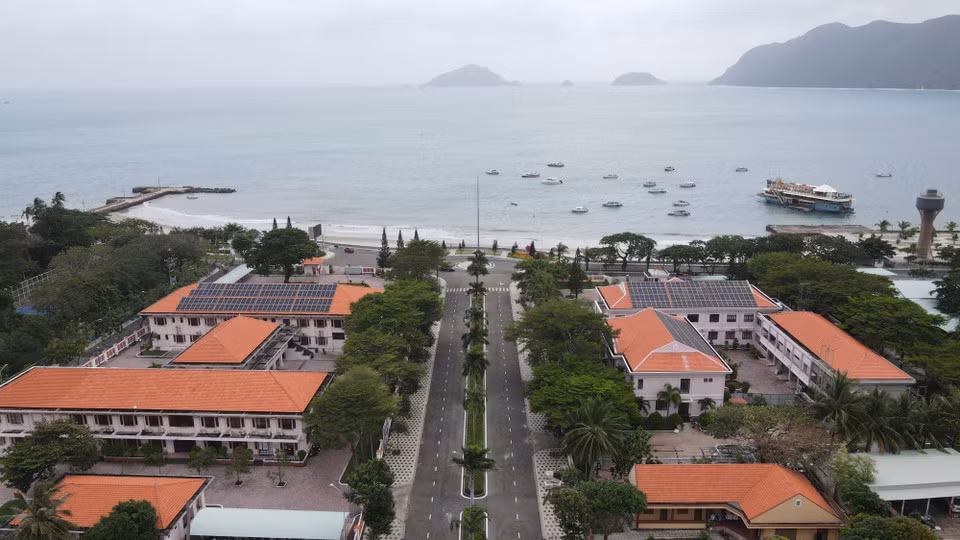 Zona del centro administrativo y turístico del distrito de Con Dao.