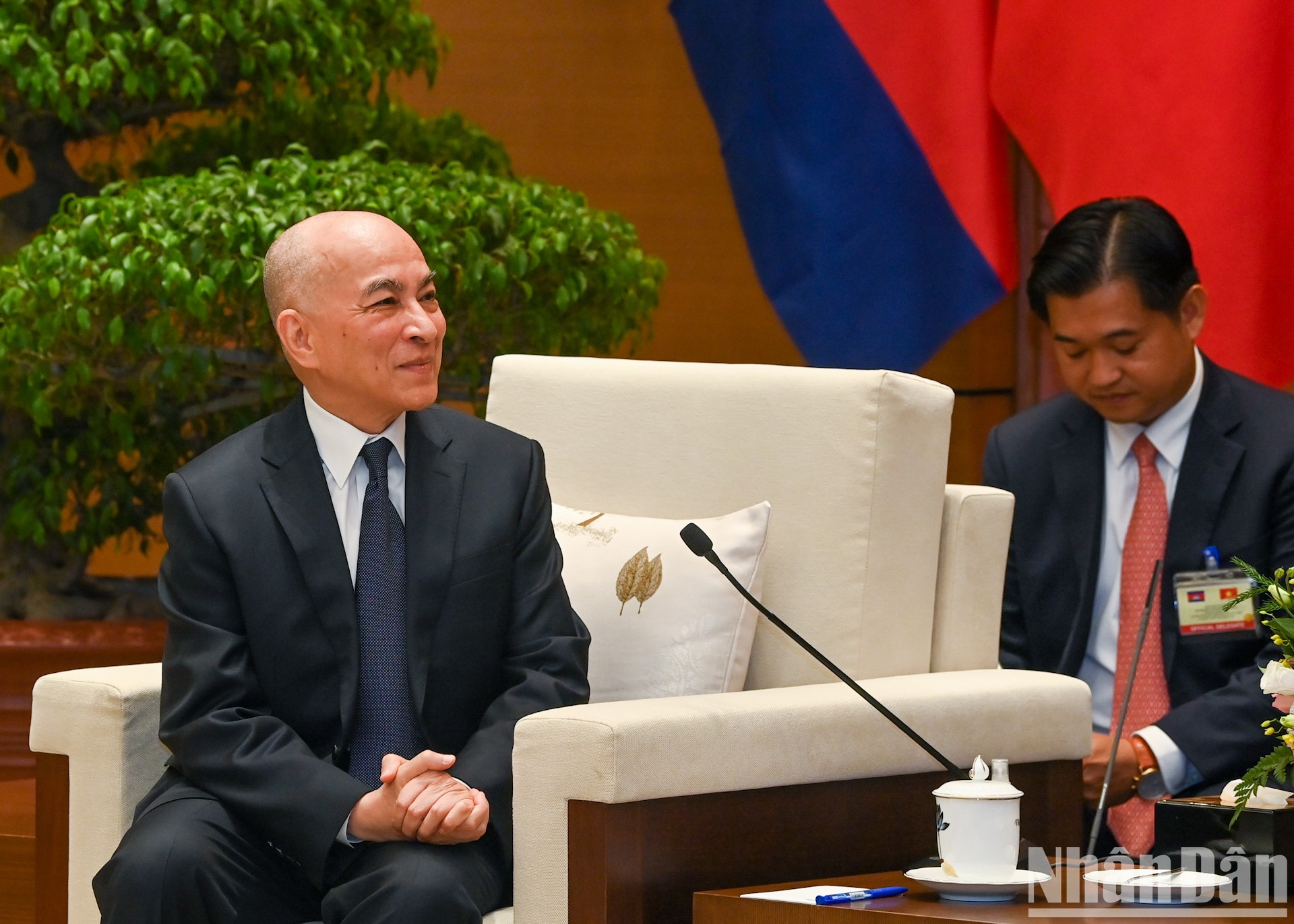 El rey camboyano Norodom Sihamoni en la reunión. El rey camboyano Norodom Sihamoni en la reunión.