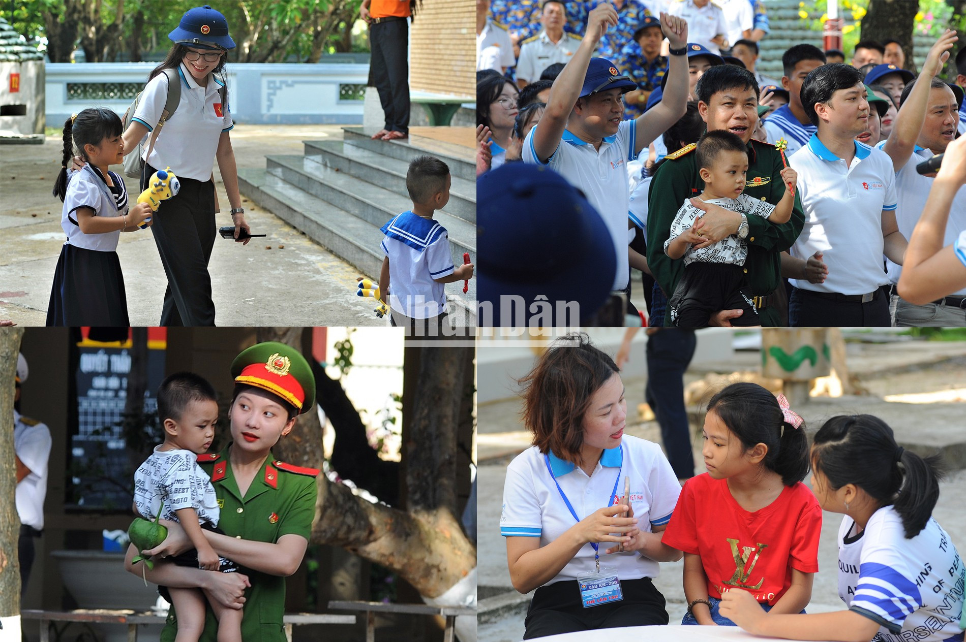 Participantes en el recorrido “Juventud con el mar y las islas de la Patria” 2023 y los pequeños ciudadanos.