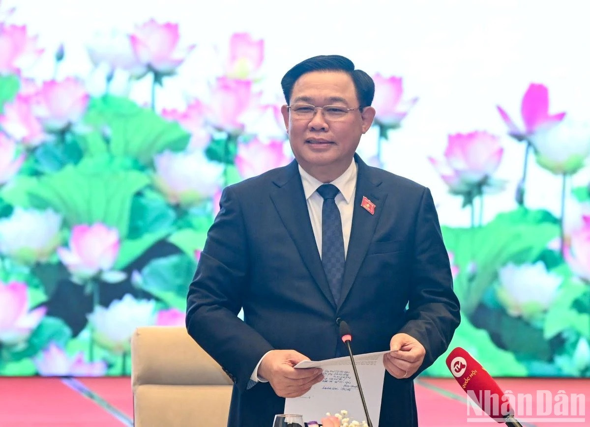 El presidente de la Asamblea Nacional, Vuong Dinh Hue, interviene.