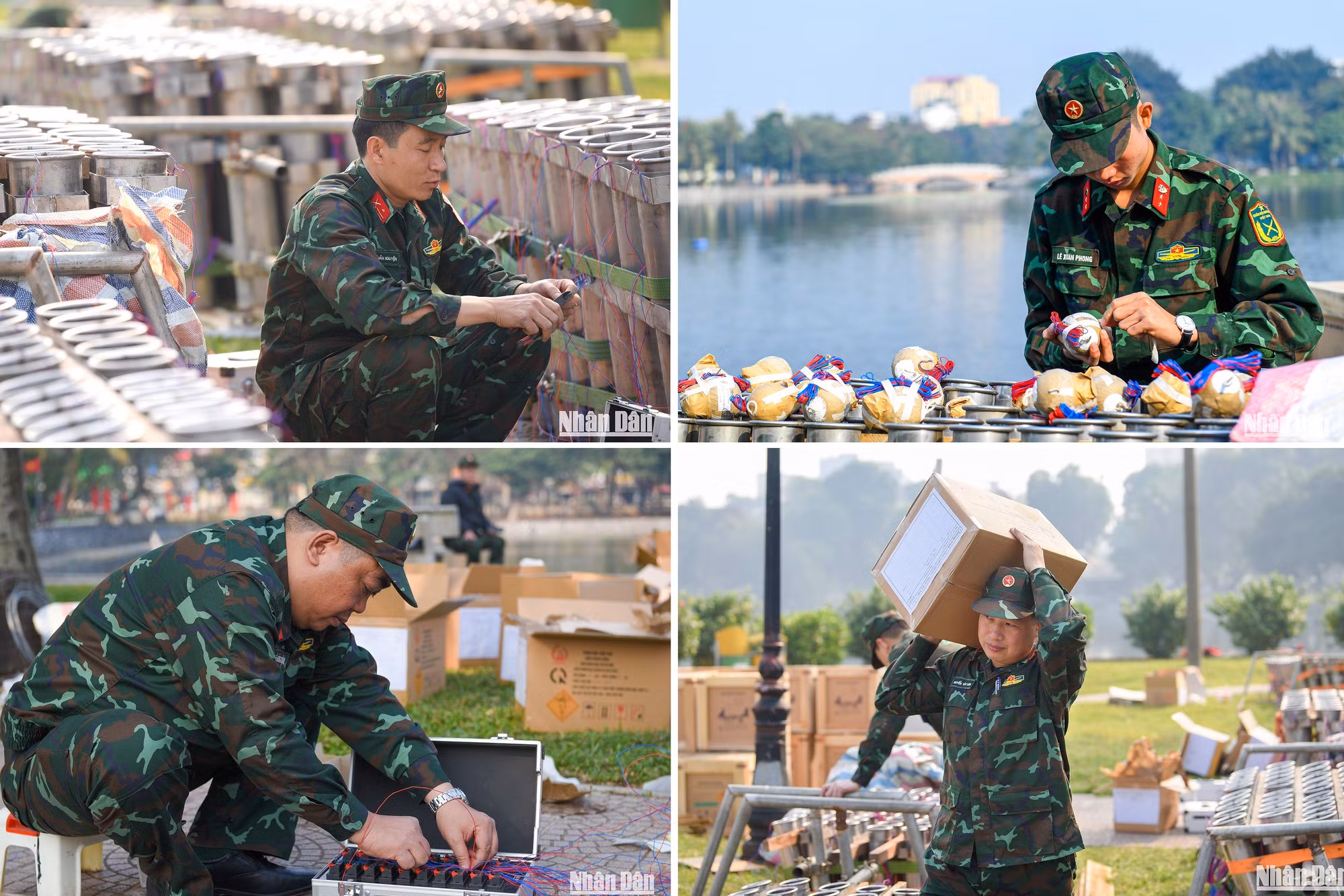 De acuerdo con el coronel Pham Hong Chung, jefe del Mando Militar distrital, la instalación de 60 cohetes de fuegos artificiales aéreos y 90 barriles de fuegos artificiales terrestres se lleva a cabo con presteza, pero en absoluto cumplimiento del protocolo de seguridad. También se ha programado un horario específico para cada espectáculo.