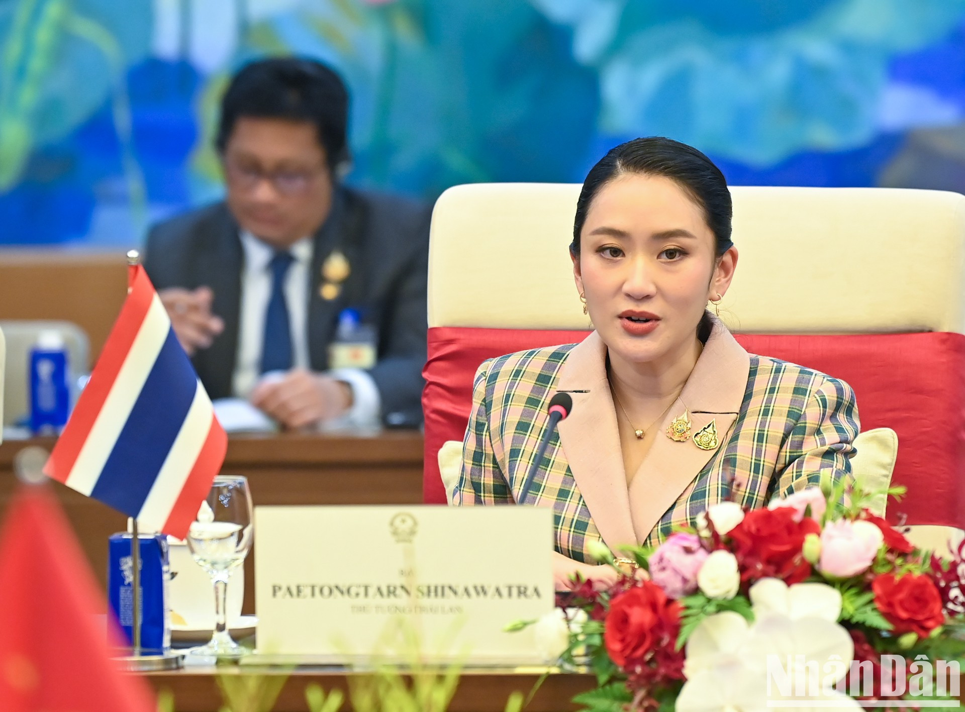 La primera ministra de Tailandia, Paetongtarn Shinawatra, durante su intervención. La primera ministra de Tailandia, Paetongtarn Shinawatra, durante su intervención.