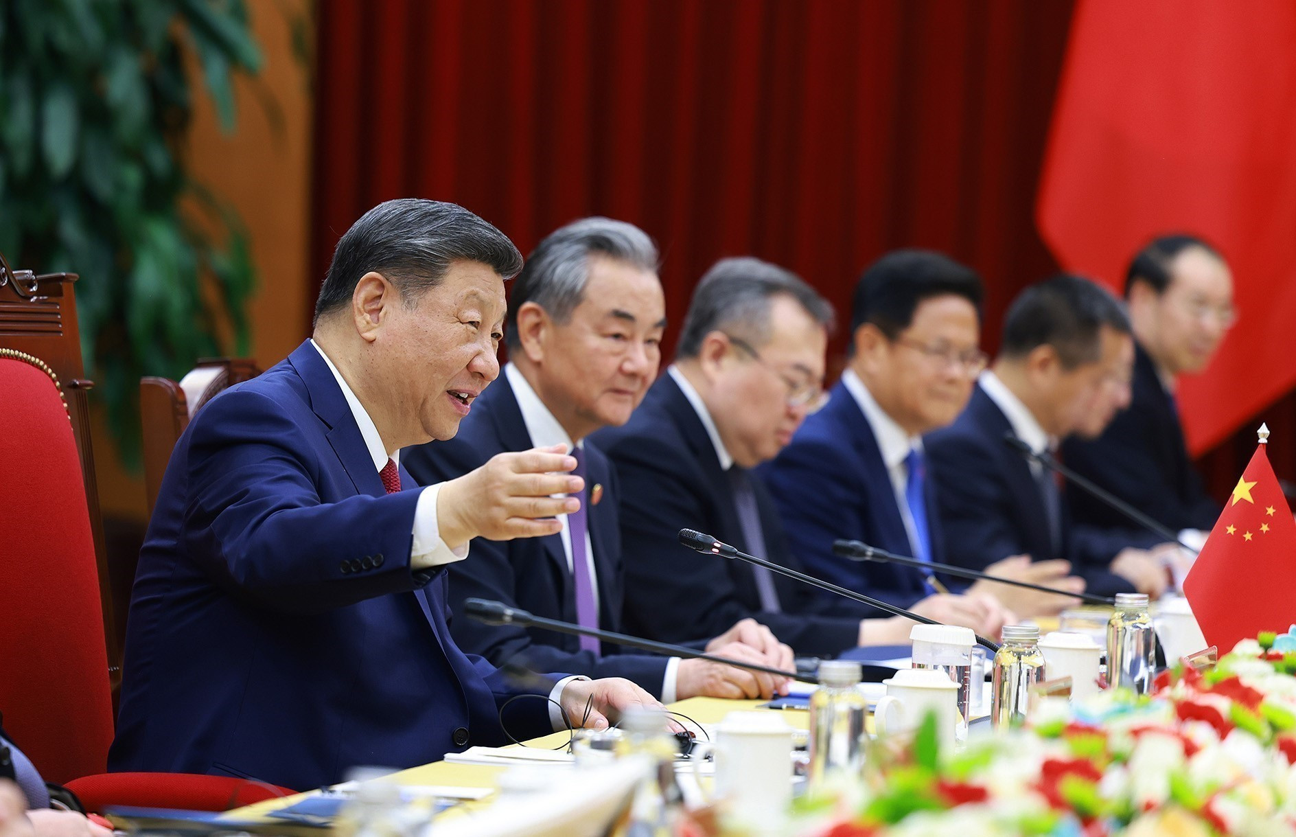 El secretario general del Partido Comunista de China y presidente de ese país, Xi Jinping, da palabras.