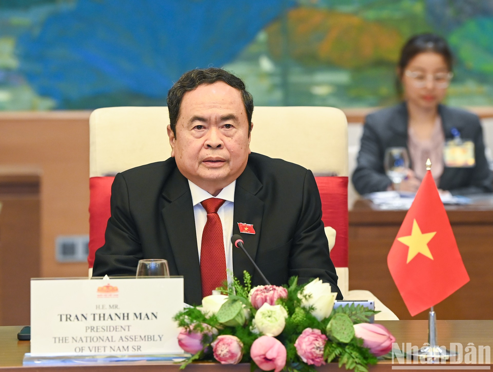 El máximo legislador del país indochino da palabras. El máximo legislador del país indochino da palabras.