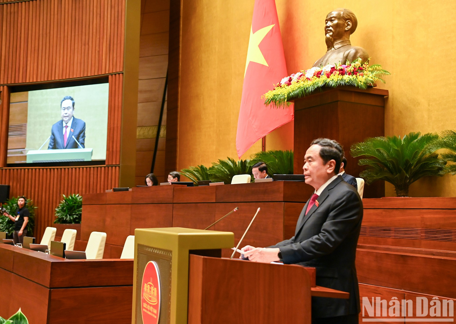 El presidente de la Asamblea Nacional, Tran Thanh Man, en su intervención. El presidente de la Asamblea Nacional, Tran Thanh Man, en su intervención.