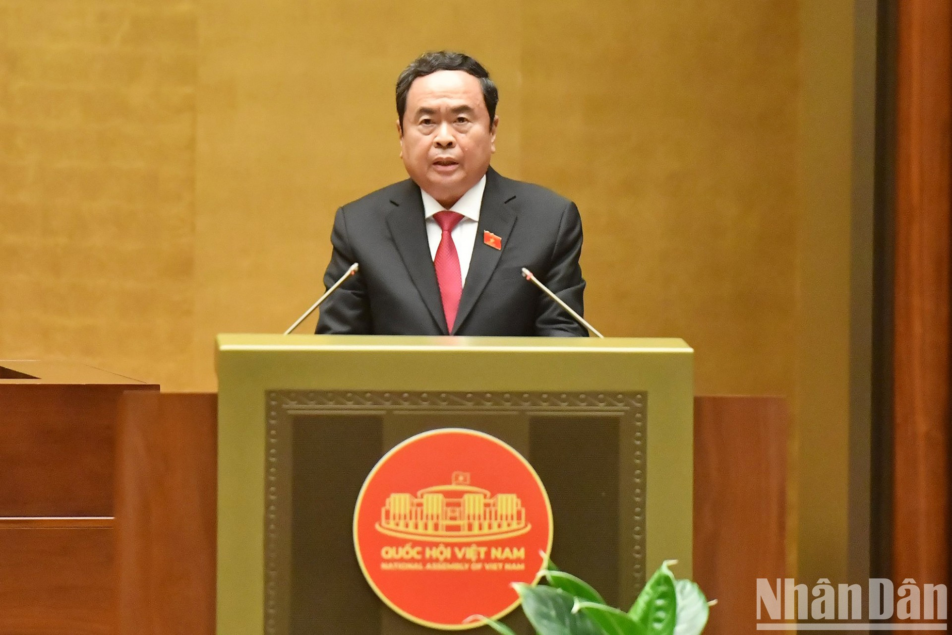 El presidente de la Asamblea Nacional, Tran Thanh Man, en su intervención. El presidente de la Asamblea Nacional, Tran Thanh Man, en su intervención.
