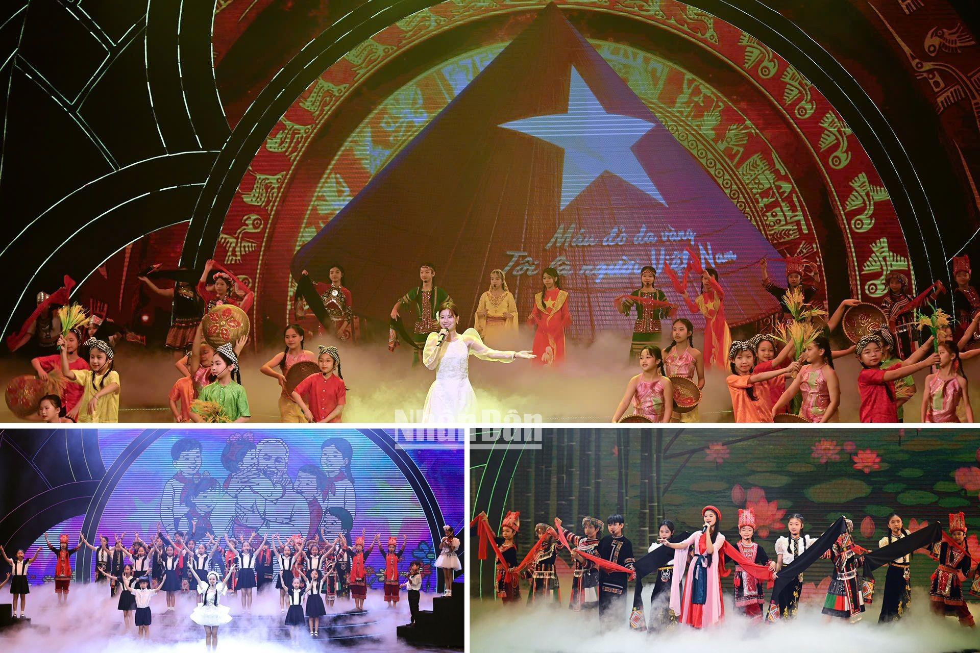 Las actuaciones artísticas en el programa giran en torno a los niños de las 54 nacionalidades vietnamitas. Las actuaciones artísticas en el programa giran en torno a los niños de las 54 nacionalidades vietnamitas.