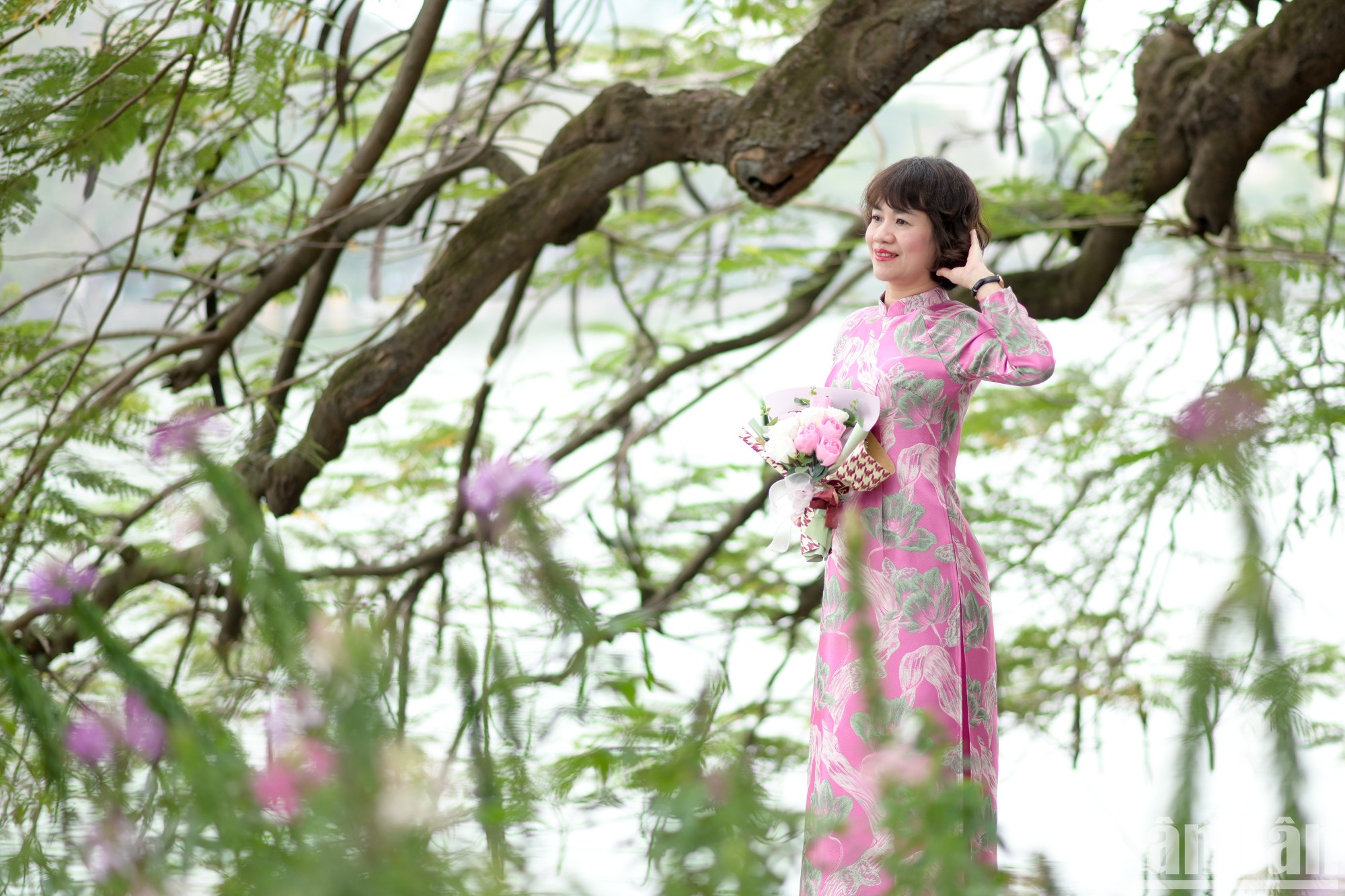 ...y alrededor del cercano lago Hoan Kiem.