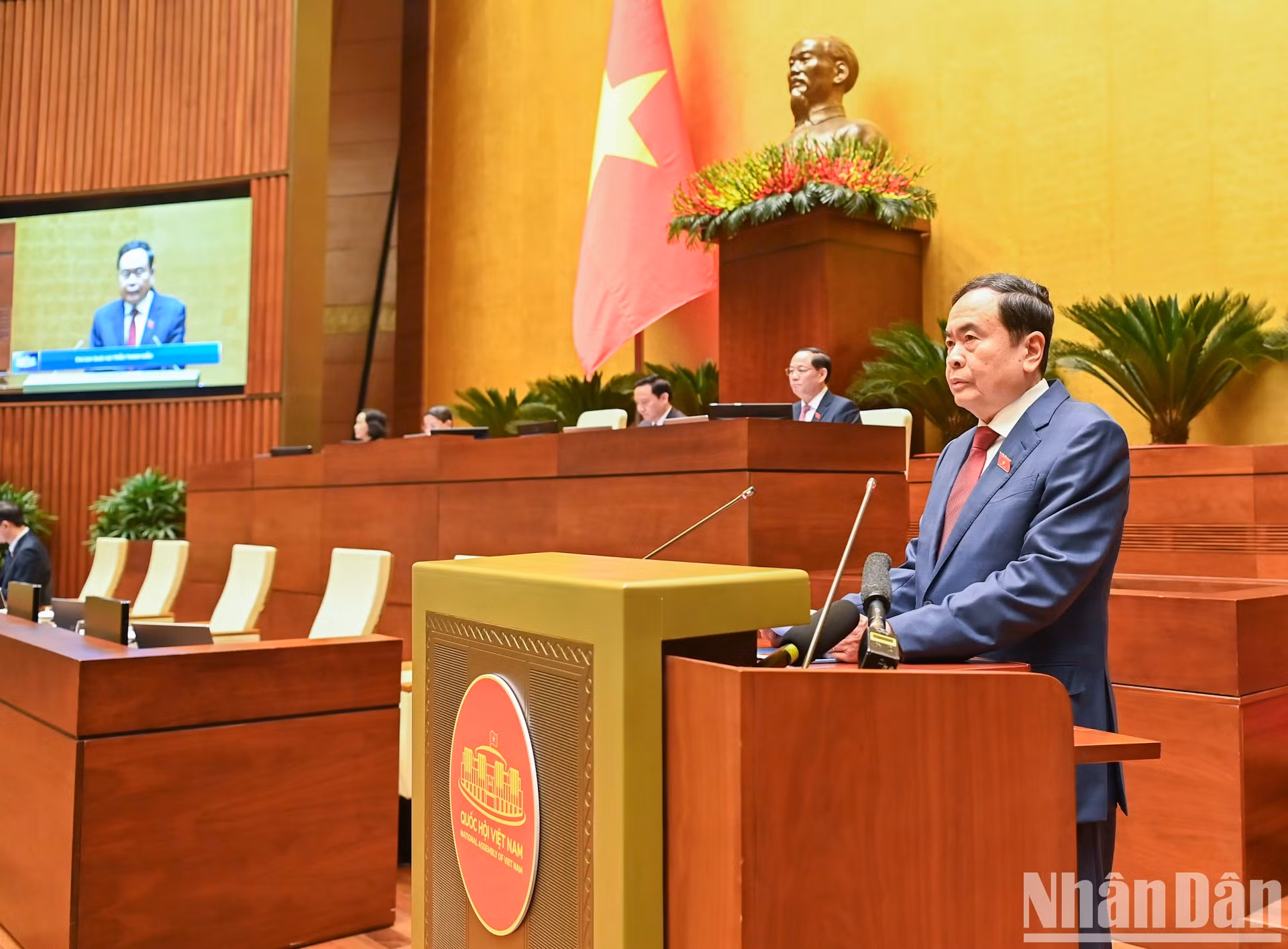 El presidente de la Asamblea Nacional, Tran Thanh Man, pronuncia el discurso de apertura.
