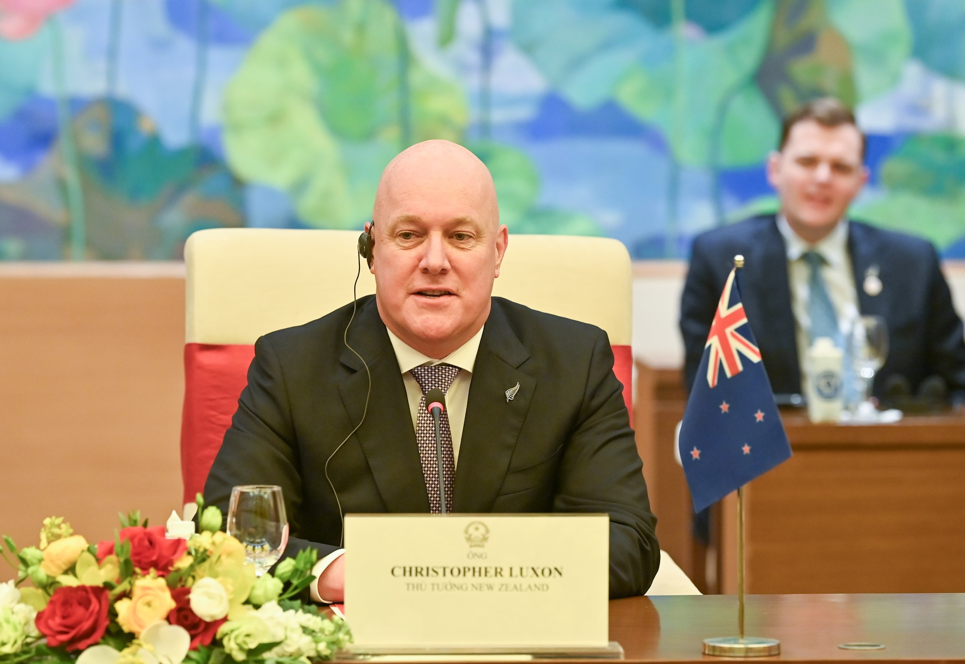 El premier Christopher Luxon en su intervención. El premier Christopher Luxon en su intervención.