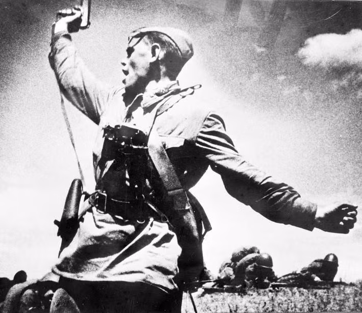 Soldado del Ejército Rojo soviético en la Segunda Guerra Mundial.