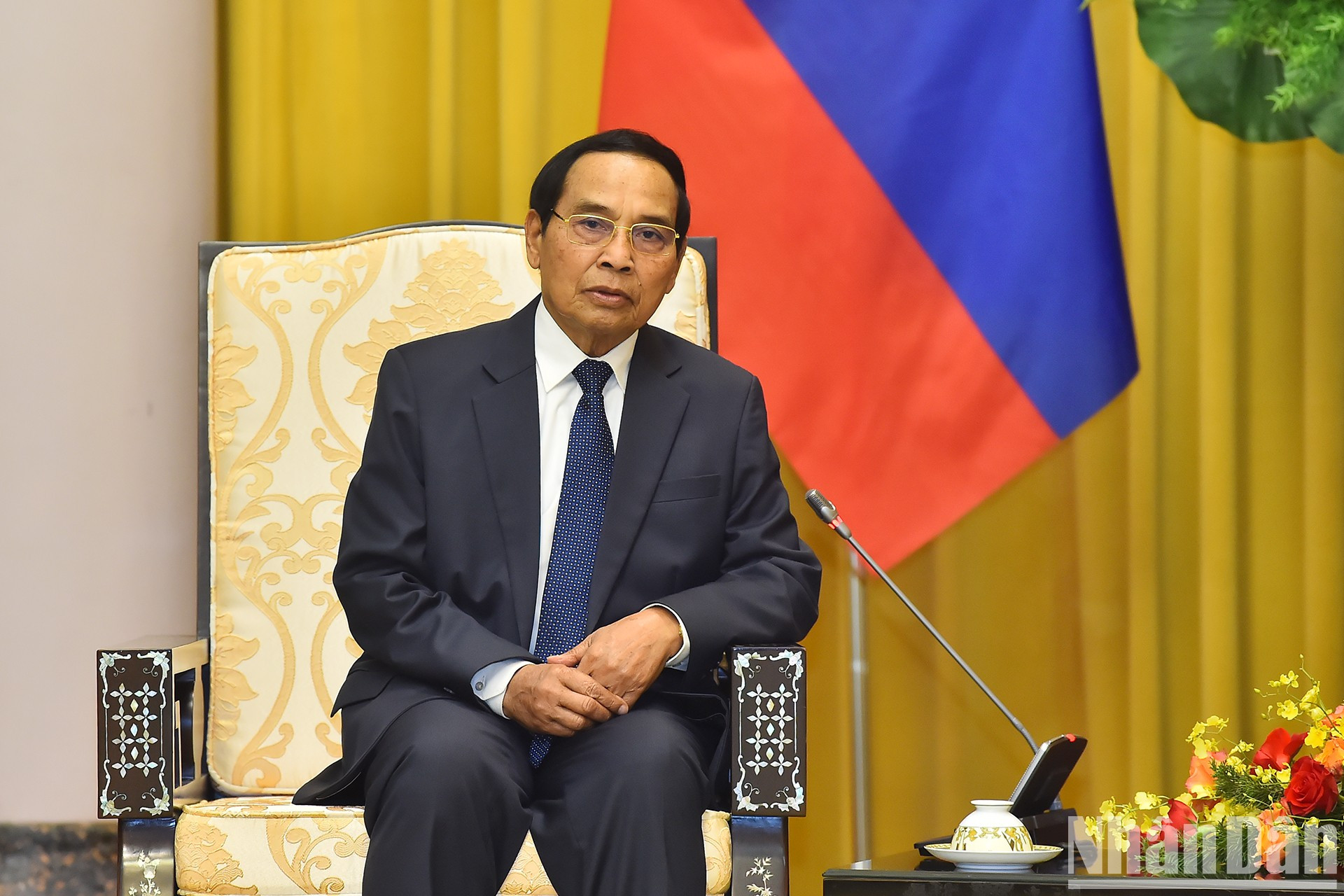 El miembro permanente del Secretariado del Comité Central del PPRL y vicepresidente de Laos en su intervención. El miembro permanente del Secretariado del Comité Central del PPRL y vicepresidente de Laos en su intervención.