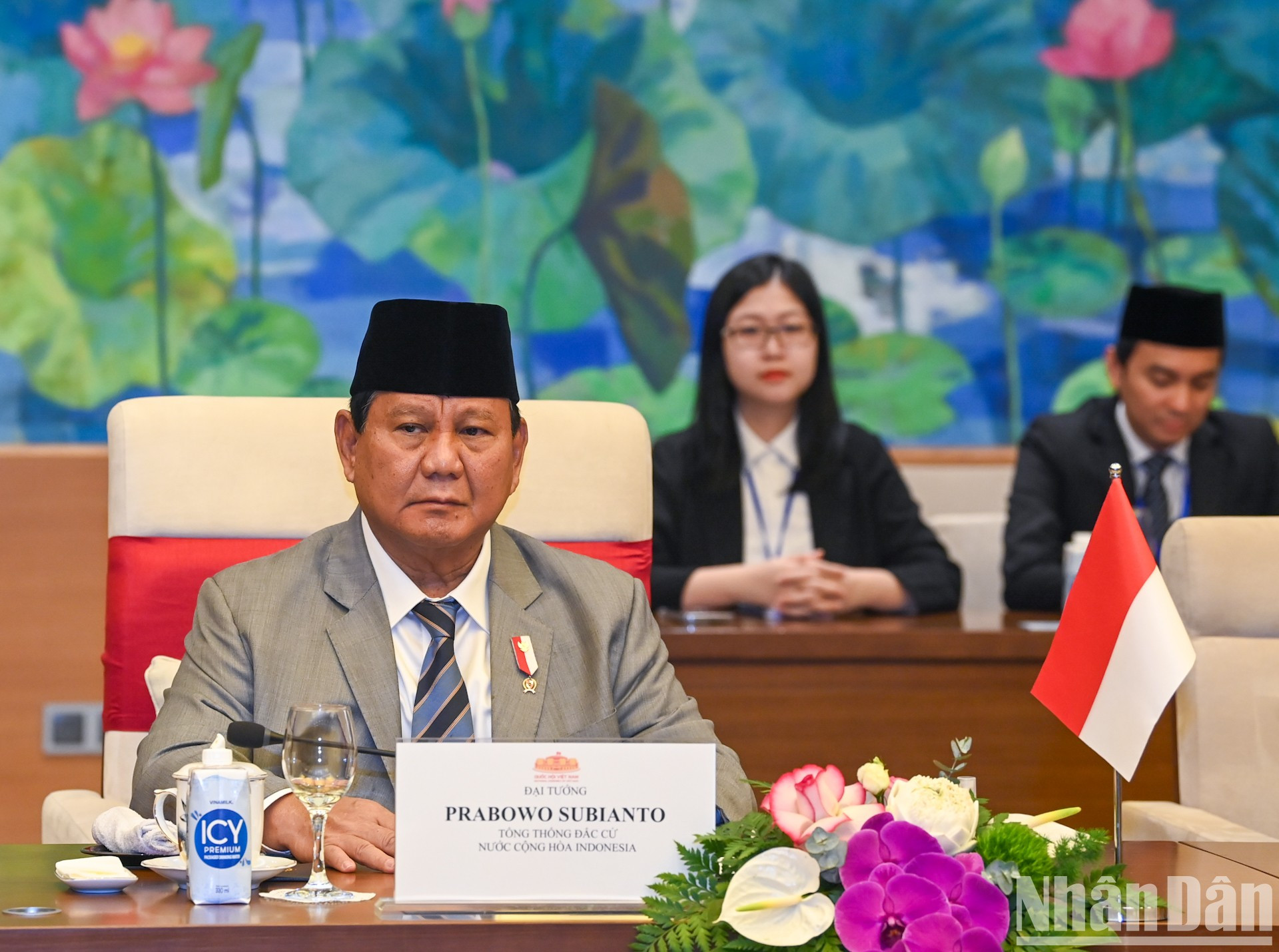 El presidente electo de Indonesia, Prabowo Subianto, interviene en la sesión. El presidente electo de Indonesia, Prabowo Subianto, interviene en la sesión.