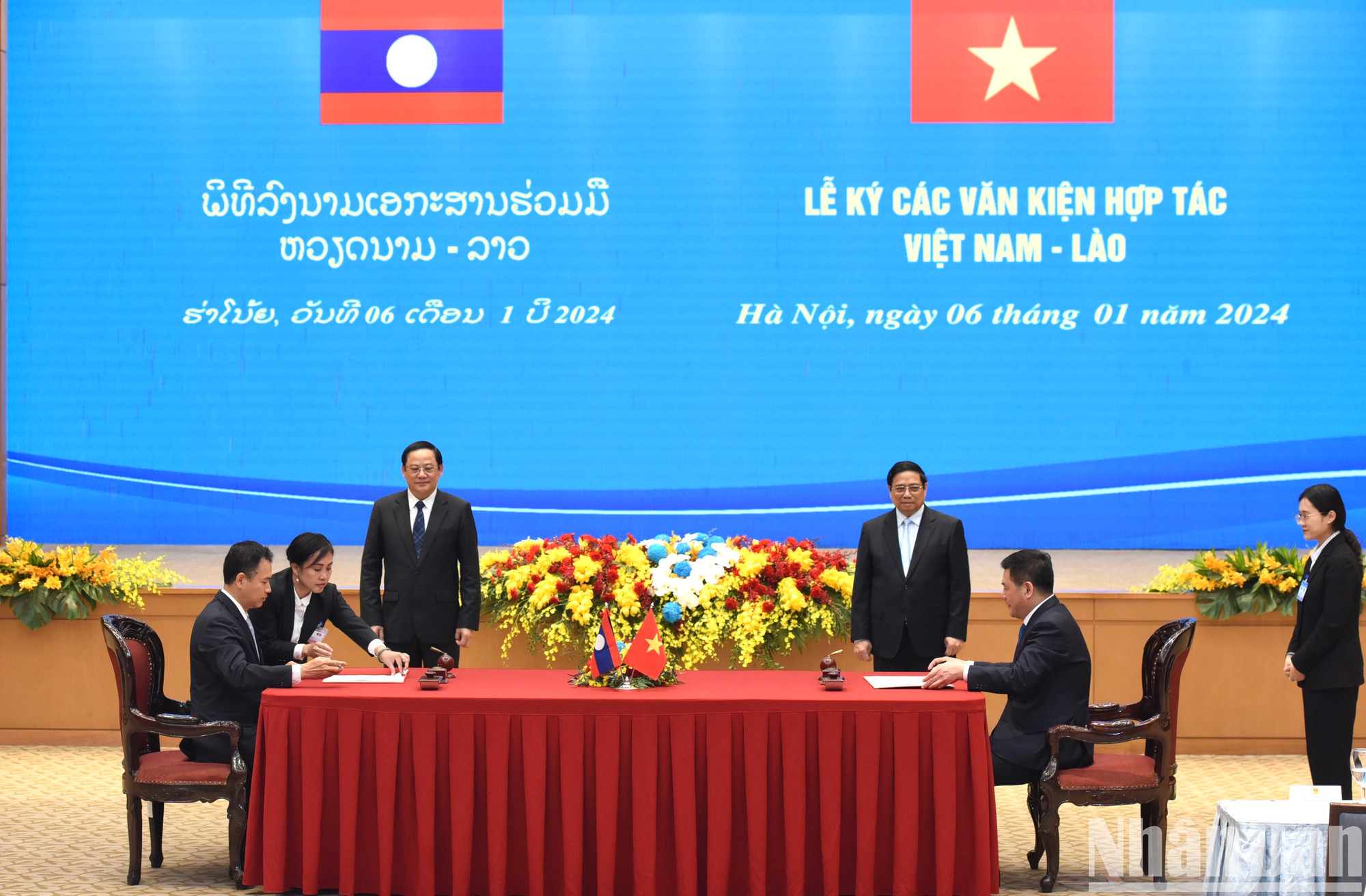 [Foto] Premieres de Vietnam y Laos presencia firma de documentos de cooperación