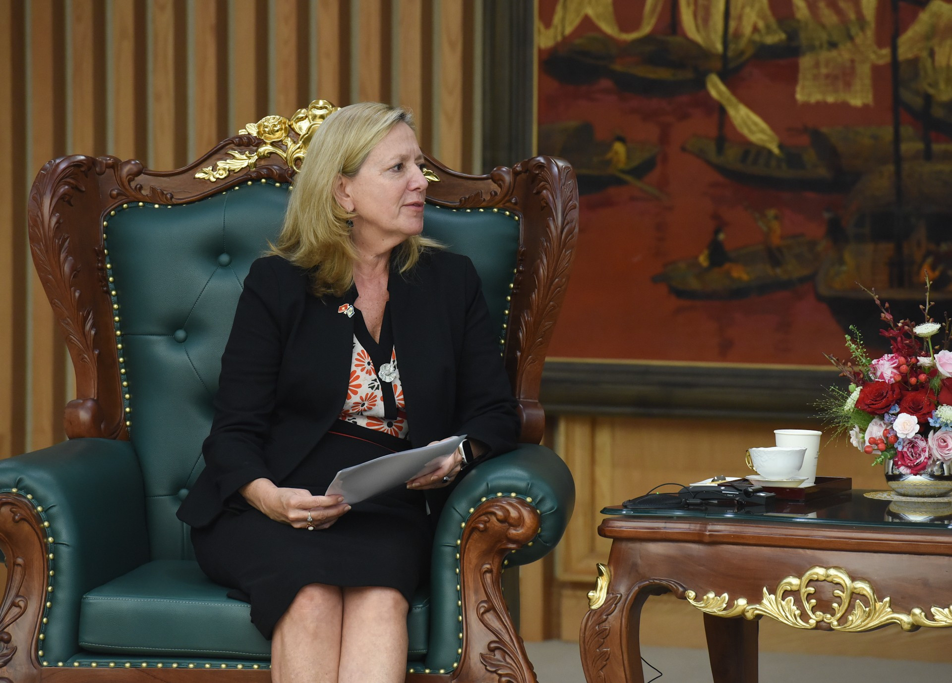 Mariam J. Sherman, directora del Banco Mundial para Vietnam, Camboya y Laos, da palabras. Mariam J. Sherman, directora del Banco Mundial para Vietnam, Camboya y Laos, da palabras.