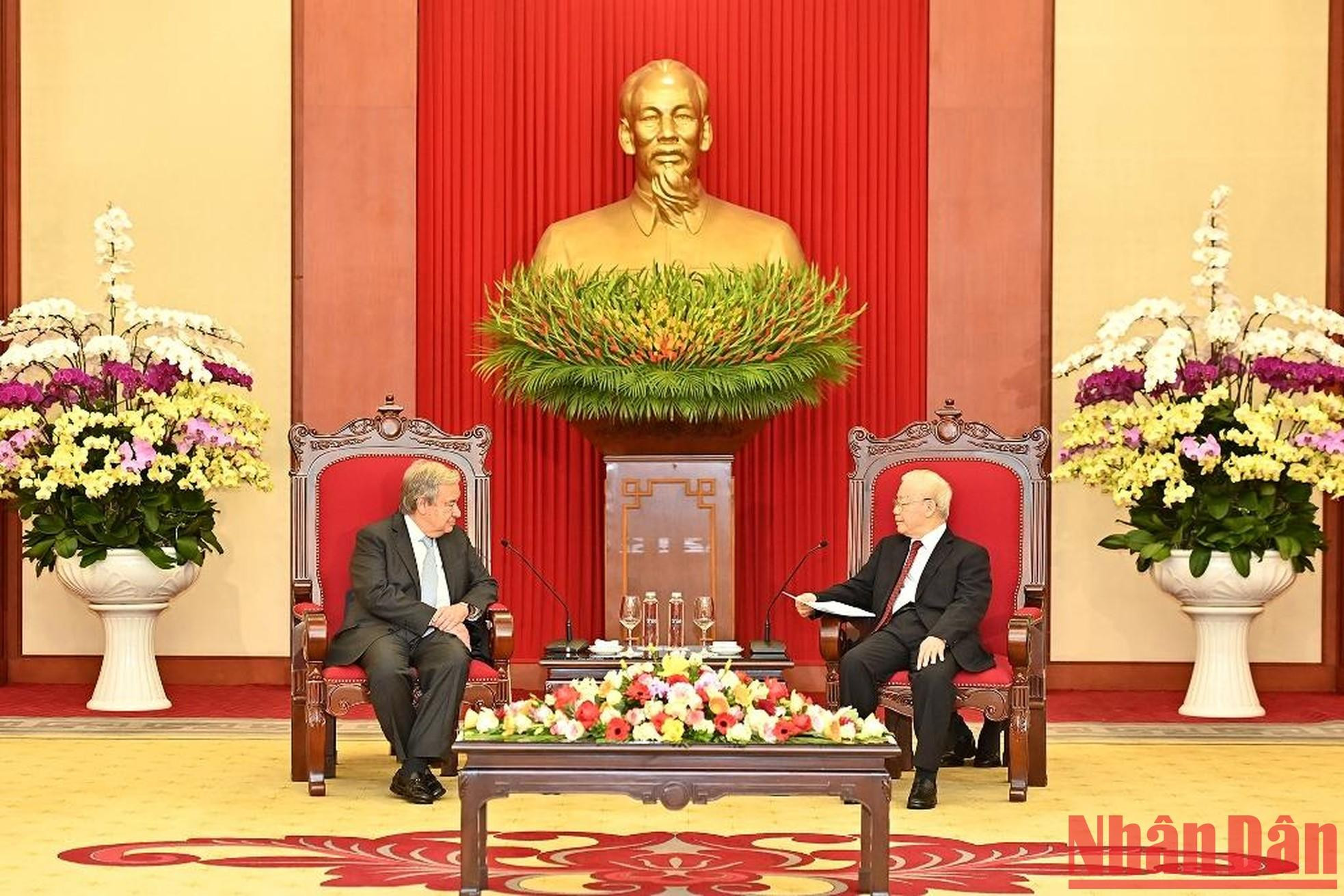 Los dos dirigentes en el encuentro.