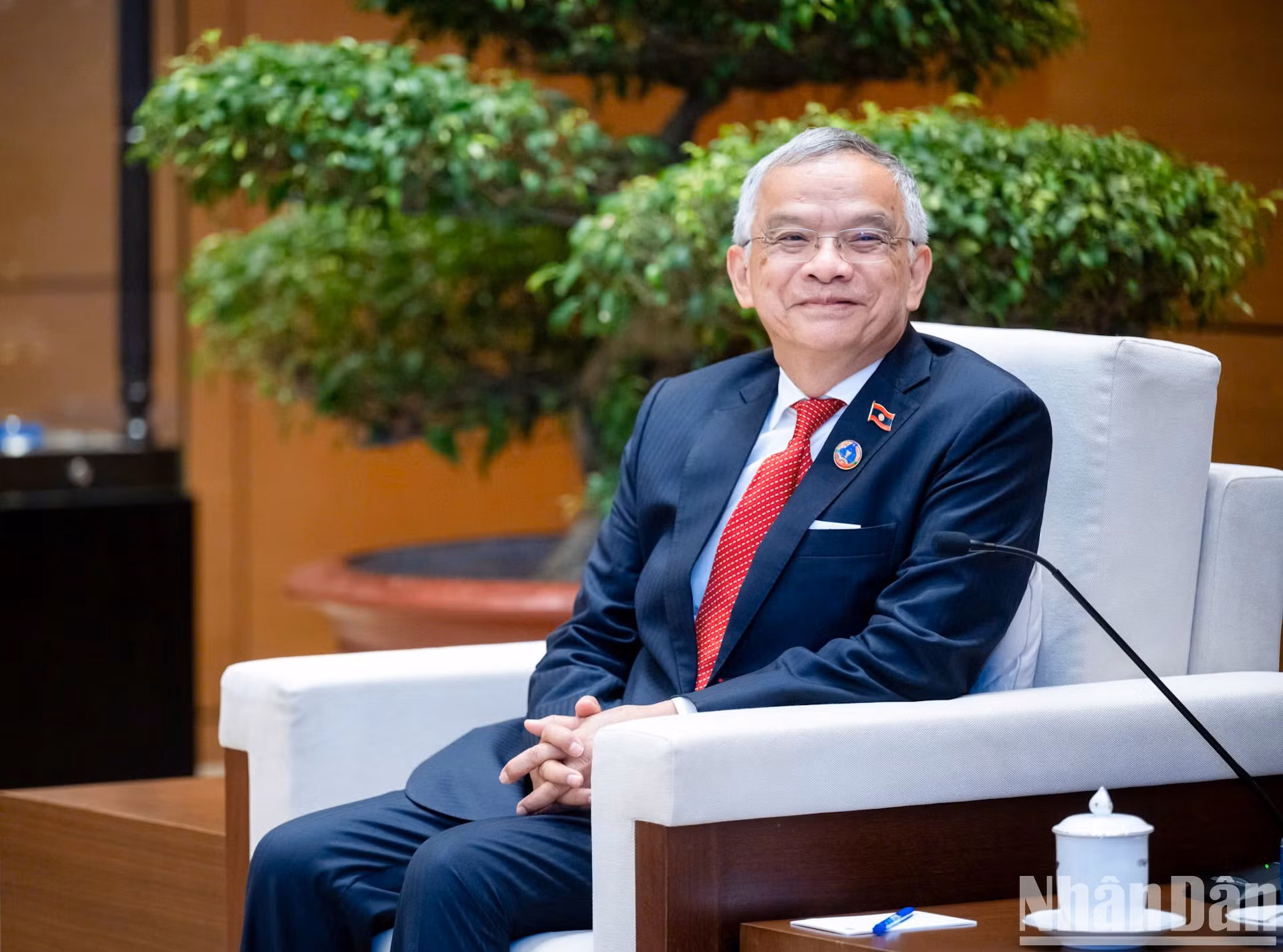 El vicepresidente de la Asamblea Nacional y titular del Comité de Paz y Solidaridad de Laos, Sommad Pholsena.
