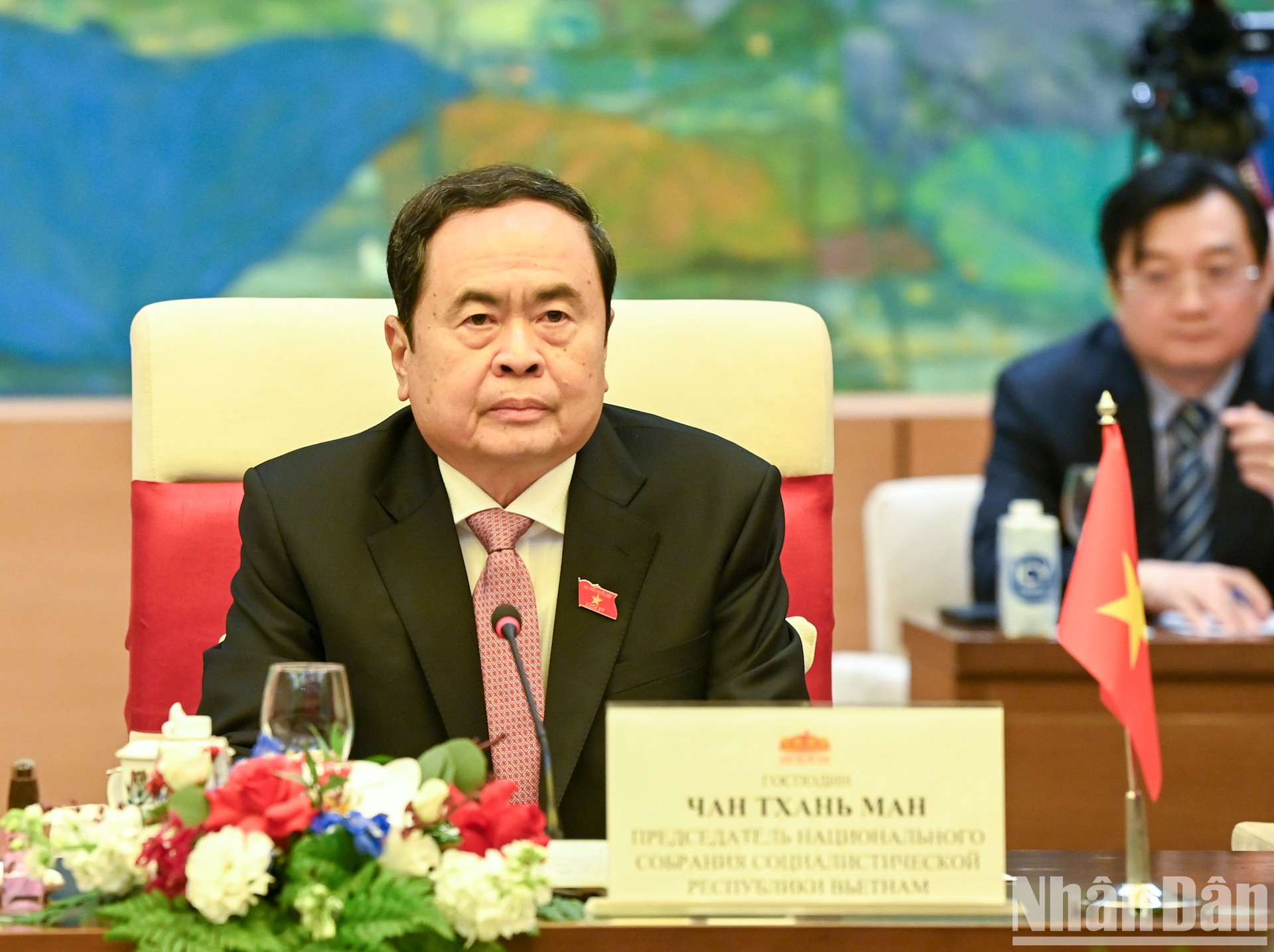 El presidente de la Asamblea Nacional vietnamita, Tran Thanh Man, habla en el acto. El presidente de la Asamblea Nacional vietnamita, Tran Thanh Man, habla en el acto.