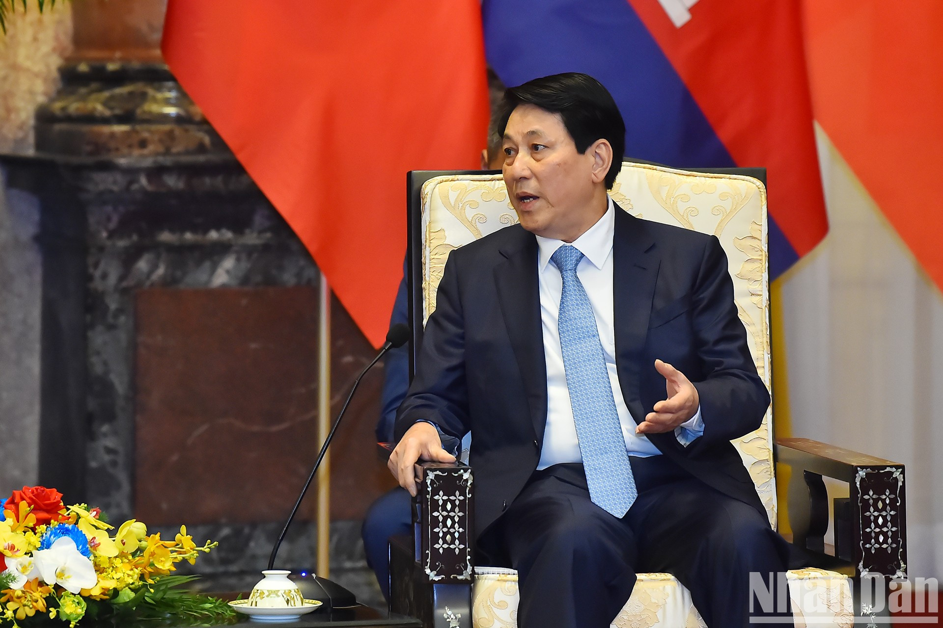 El presidente vietnamita, Luong Cuong, habla en la reunión. El presidente vietnamita, Luong Cuong, habla en la reunión.