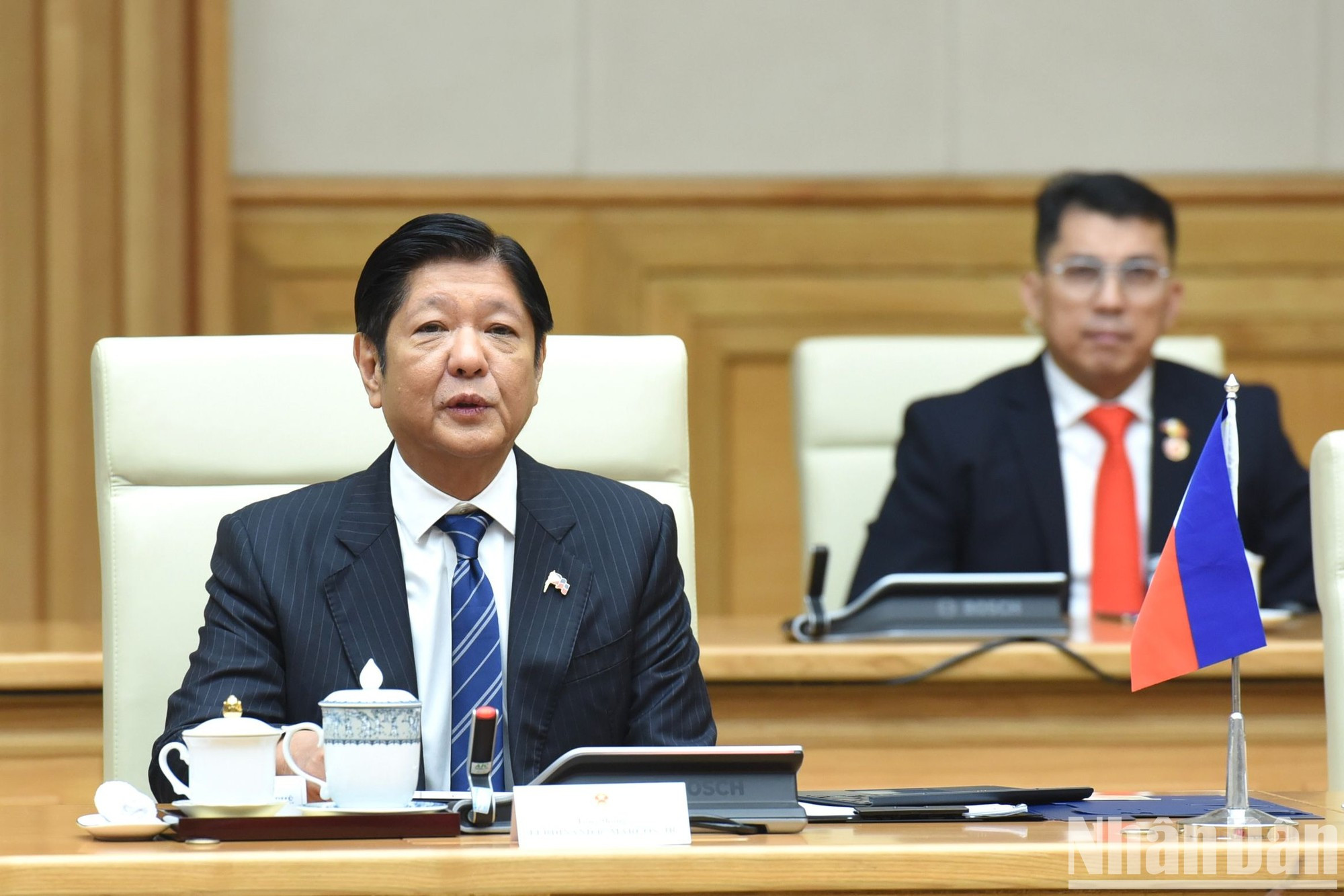 El presidente filipino, Ferdinand Romualdez Marcos Jr., interviene en la reunión. El presidente filipino, Ferdinand Romualdez Marcos Jr., interviene en la reunión.