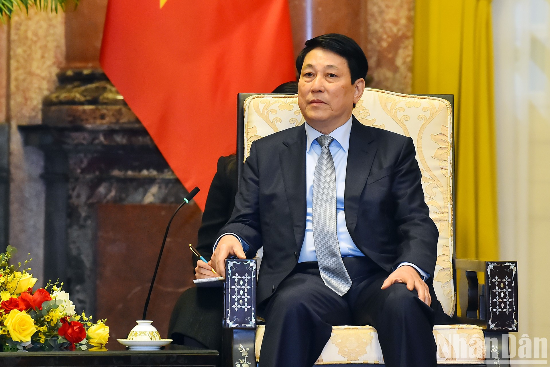 El presidente de Vietnam, Luong Cuong, habla en la cita.