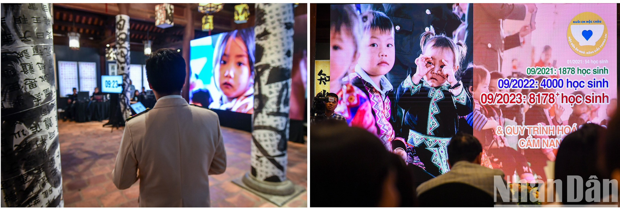 Representante del proyecto “Criar niños” en Moc Chau expone sus ideas en el evento.