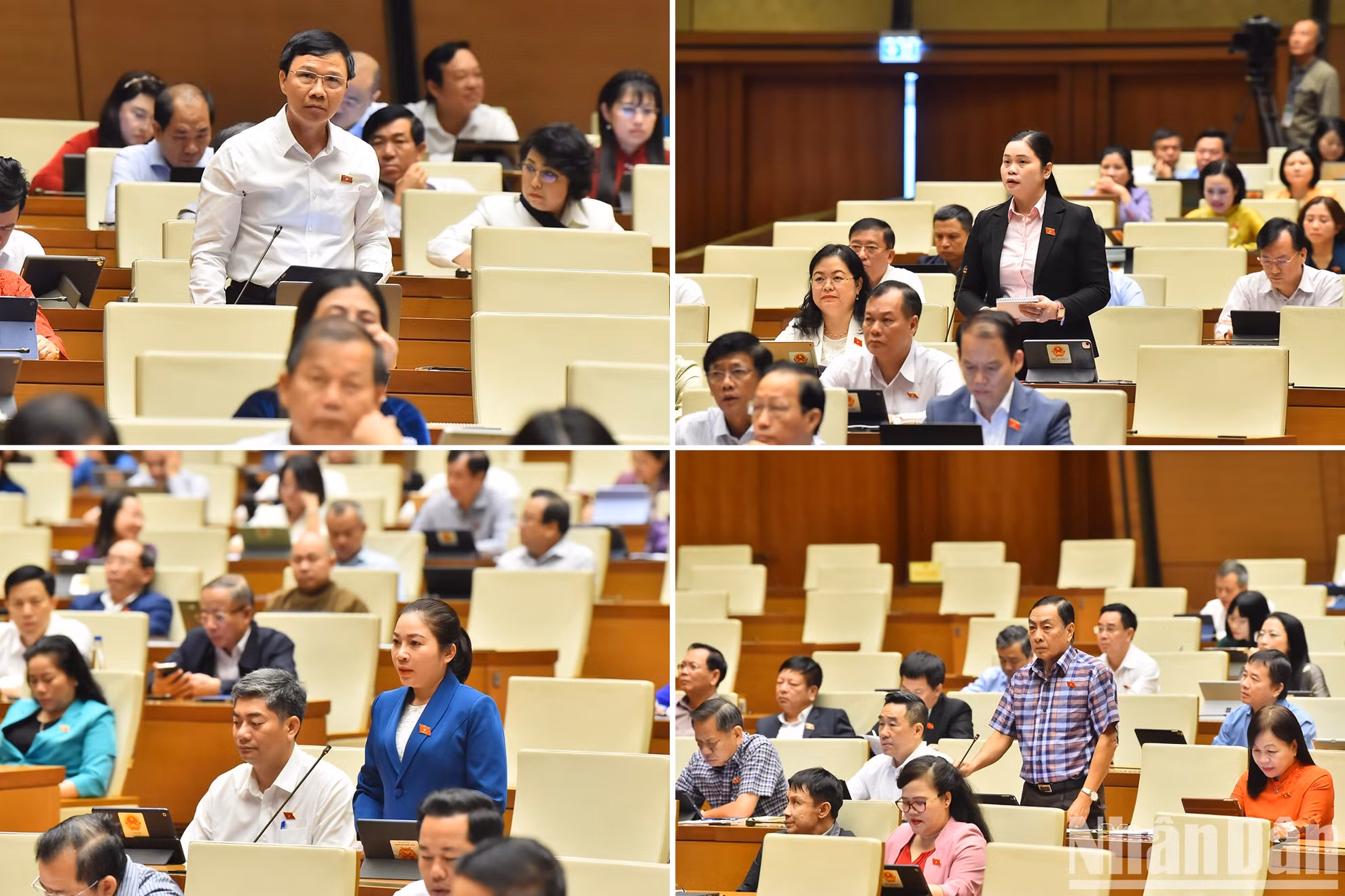 Los diputados de provincias y ciudades formulan preguntas a la gobernadora del Banco Estatal de Vietnam, Nguyen Thi Hong. Los diputados de provincias y ciudades formulan preguntas a la gobernadora del Banco Estatal de Vietnam, Nguyen Thi Hong.