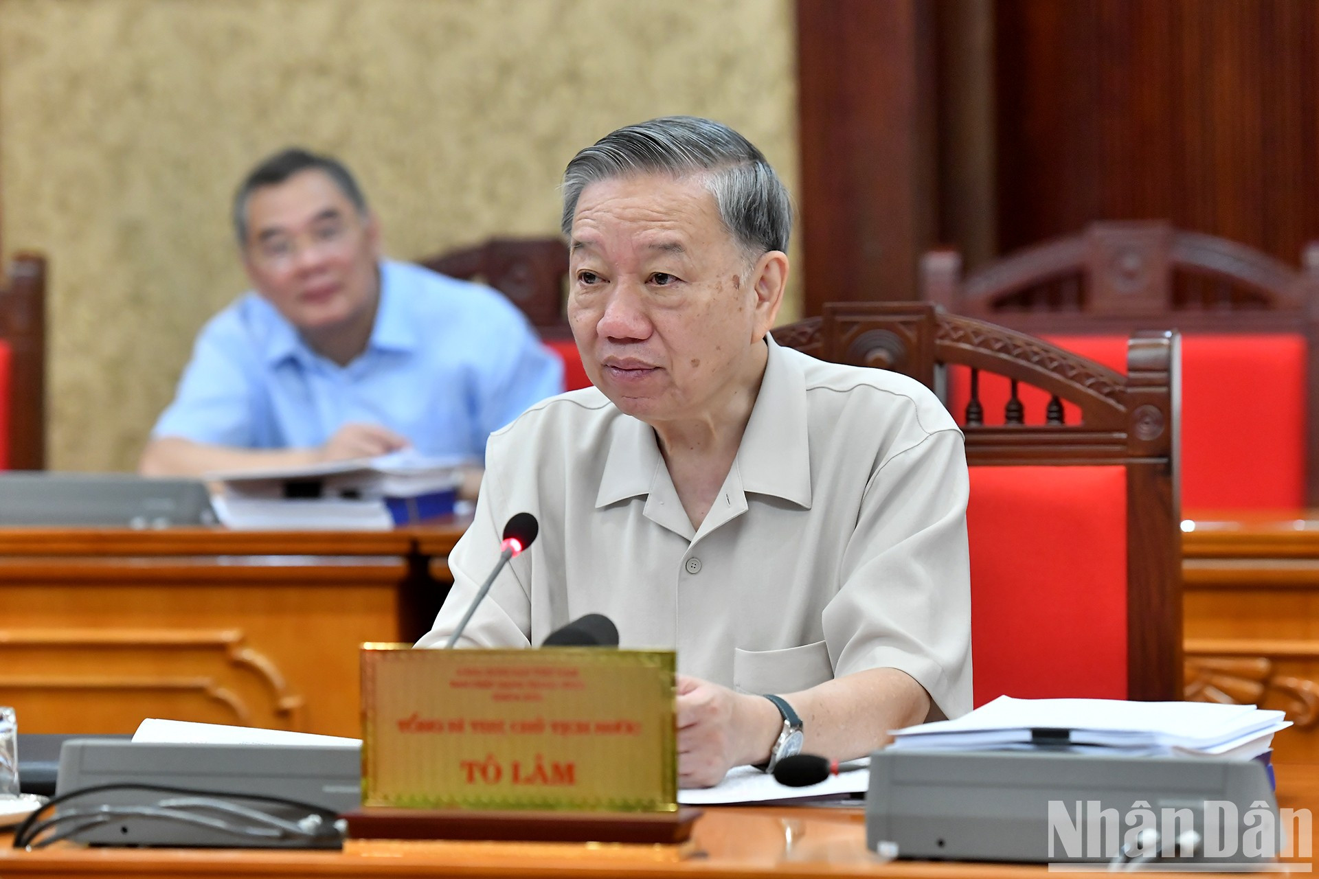 El secretario general del Partido Comunista y presidente de Vietnam, To Lam, habla en la cita. El secretario general del Partido Comunista y presidente de Vietnam, To Lam, habla en la cita.