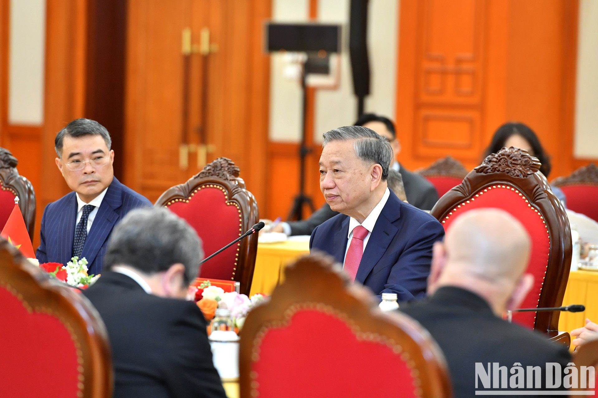El secretario general del Partido Comunista de Vietnam, To Lam, habla en la cita. El secretario general del Partido Comunista de Vietnam, To Lam, habla en la cita.