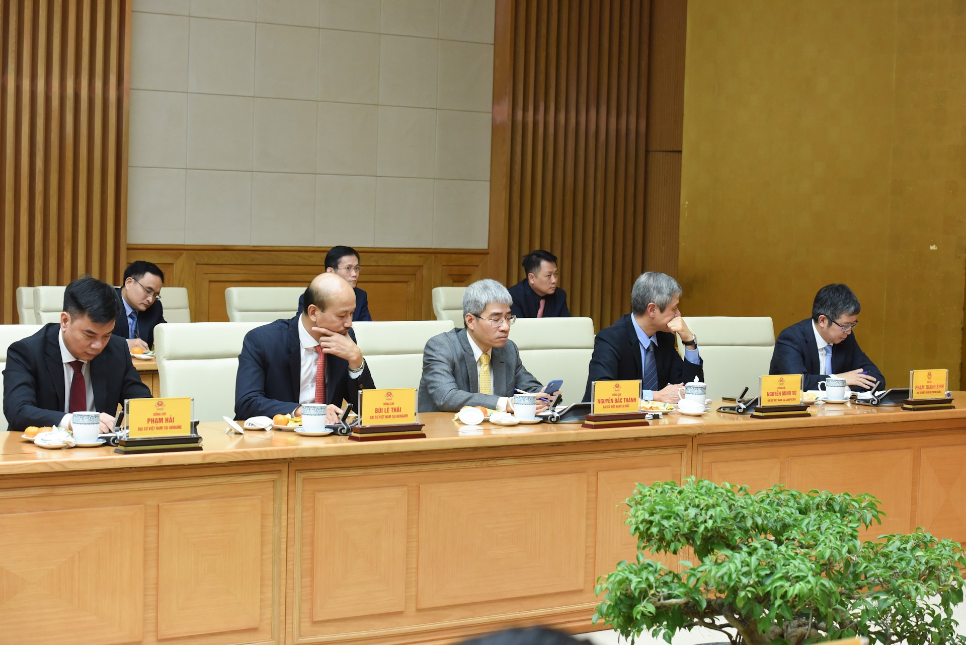 Los jefes de misiones de Vietnam en el ultramar en la reunión.