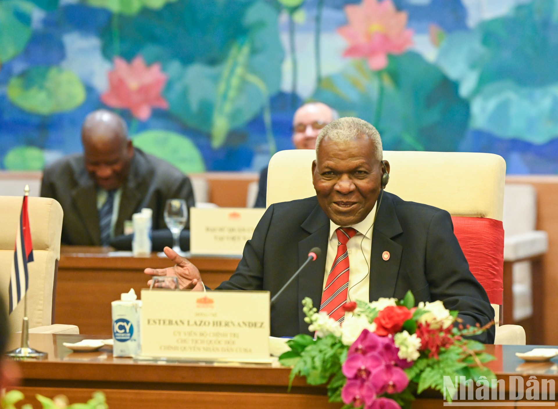 El presidente de la Asamblea Nacional de Cuba, Esteban Lazo Hernández, interviene en la cita.