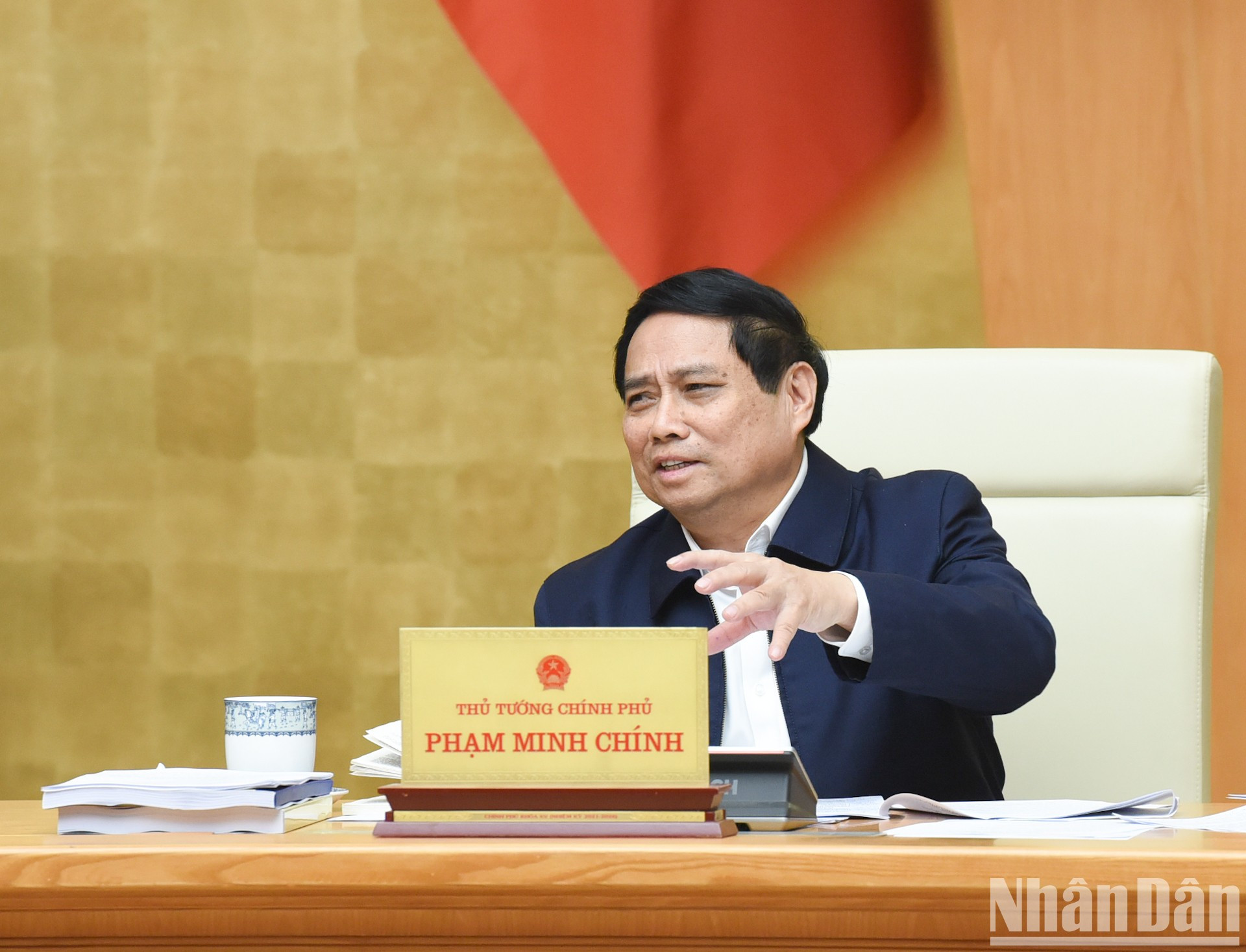 El primer ministro de Vietnam, Pham Minh Chinh, habla en la cita.