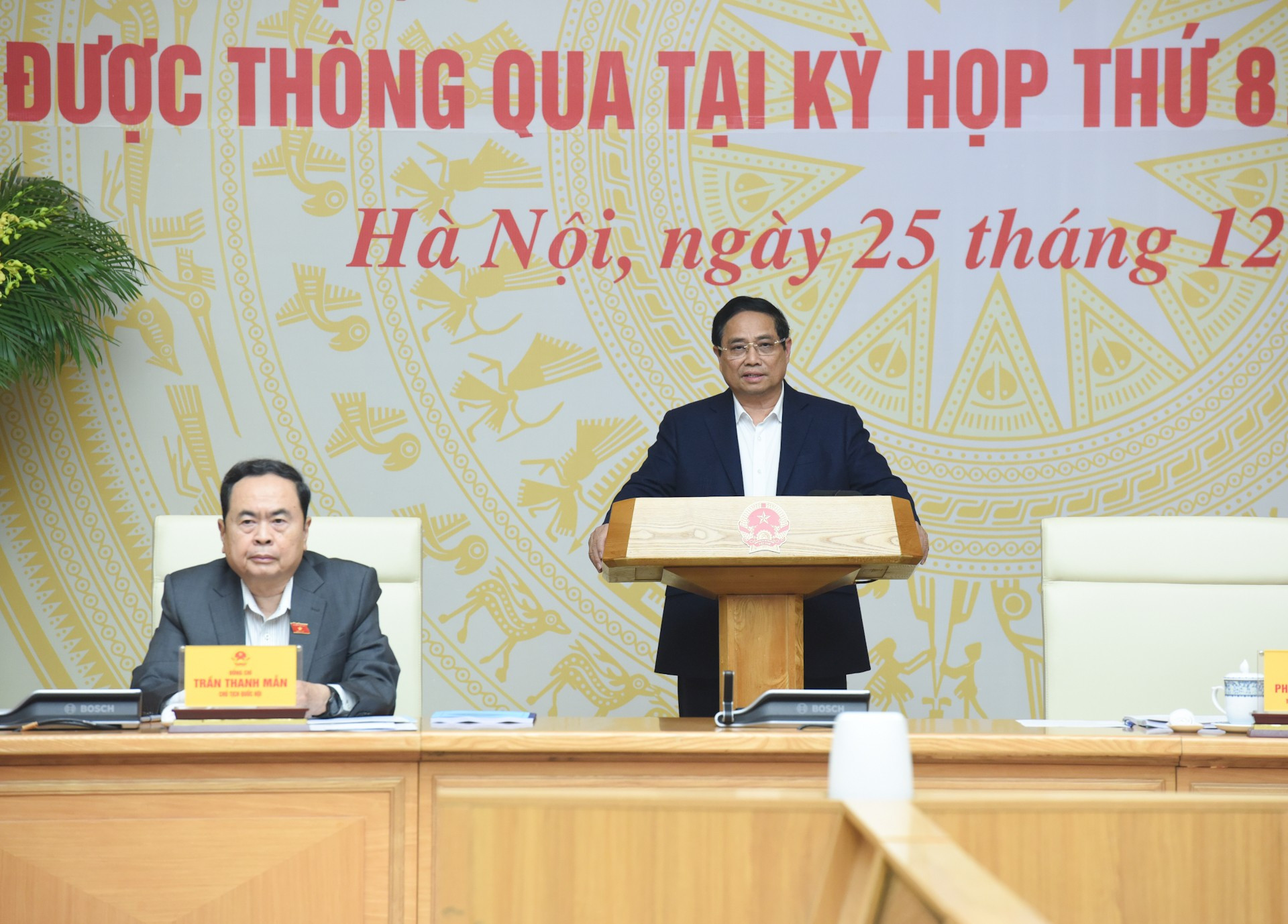 El primer ministro vietnamita, Pham Minh Chinh, habla en la cita. El primer ministro vietnamita, Pham Minh Chinh, habla en la cita.