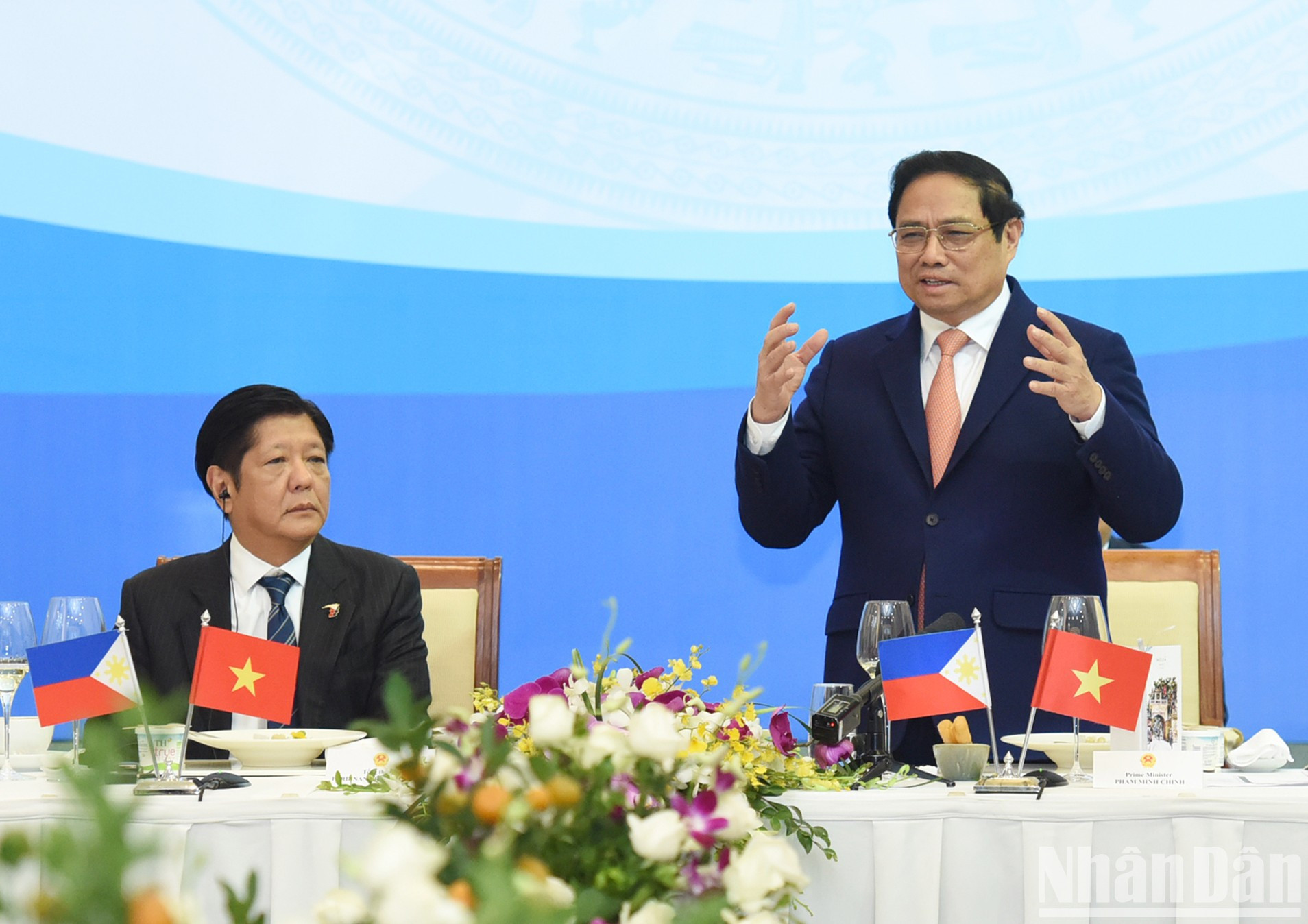 El premier vietnamita, Pham Minh Chinh, habla en la cita. El premier vietnamita, Pham Minh Chinh, habla en la cita.