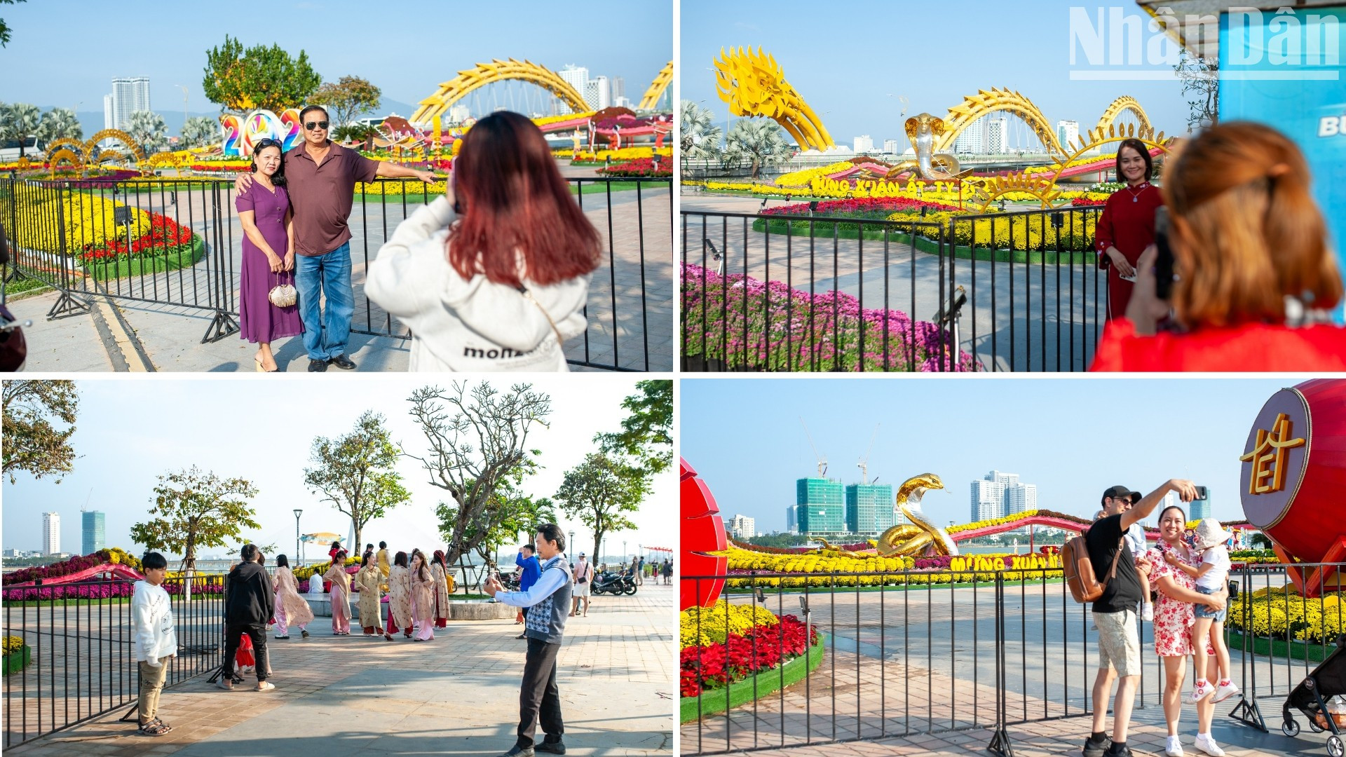 Muchos vecinos y turistas de la ciudad de Da Nang aprovechan la oportunidad para inmortalizar el momento previo a la apertura de la calle de flores. Muchos vecinos y turistas de la ciudad de Da Nang aprovechan la oportunidad para inmortalizar el momento previo a la apertura de la calle de flores.