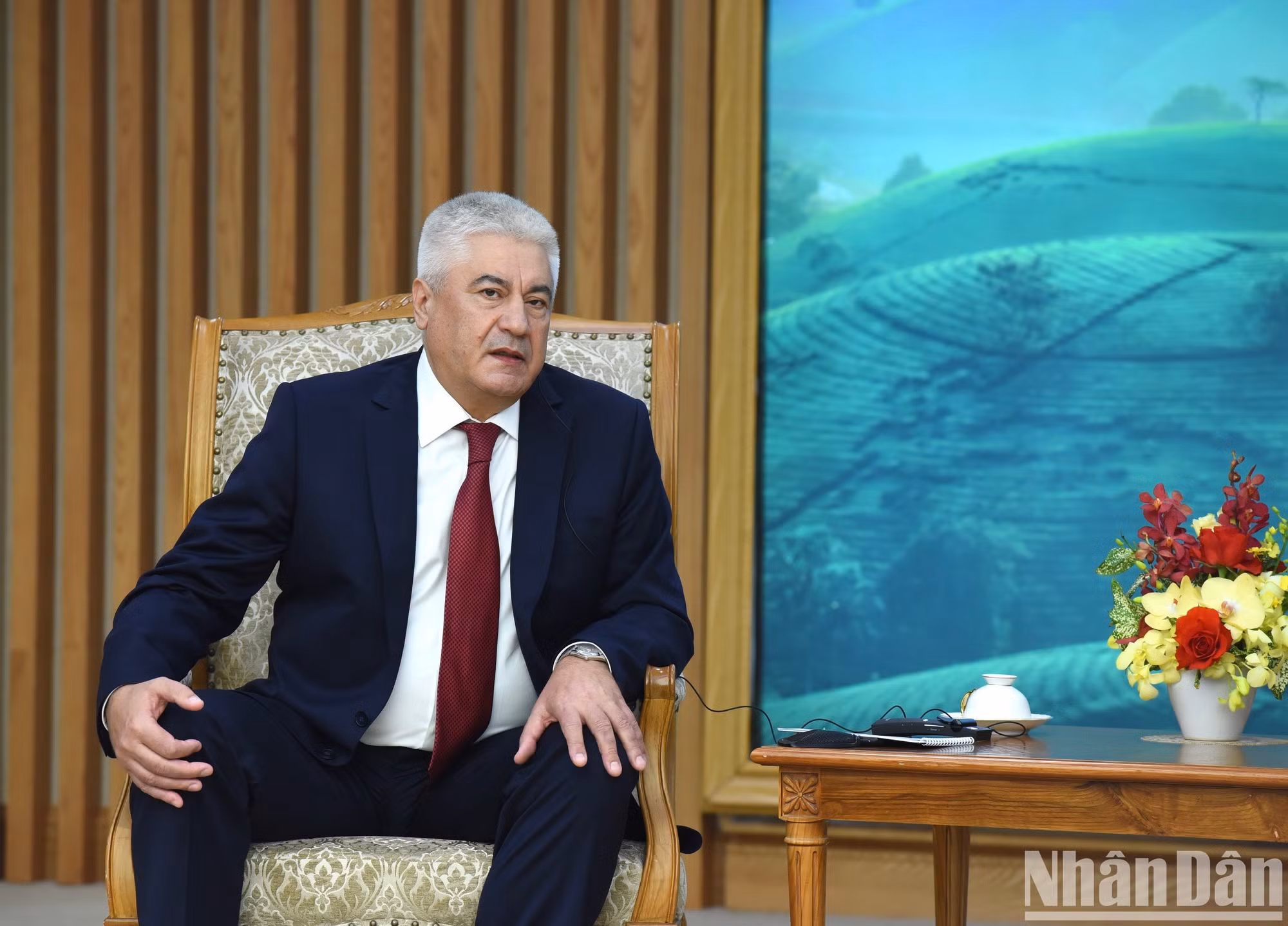 El titular ruso habla en el acto.