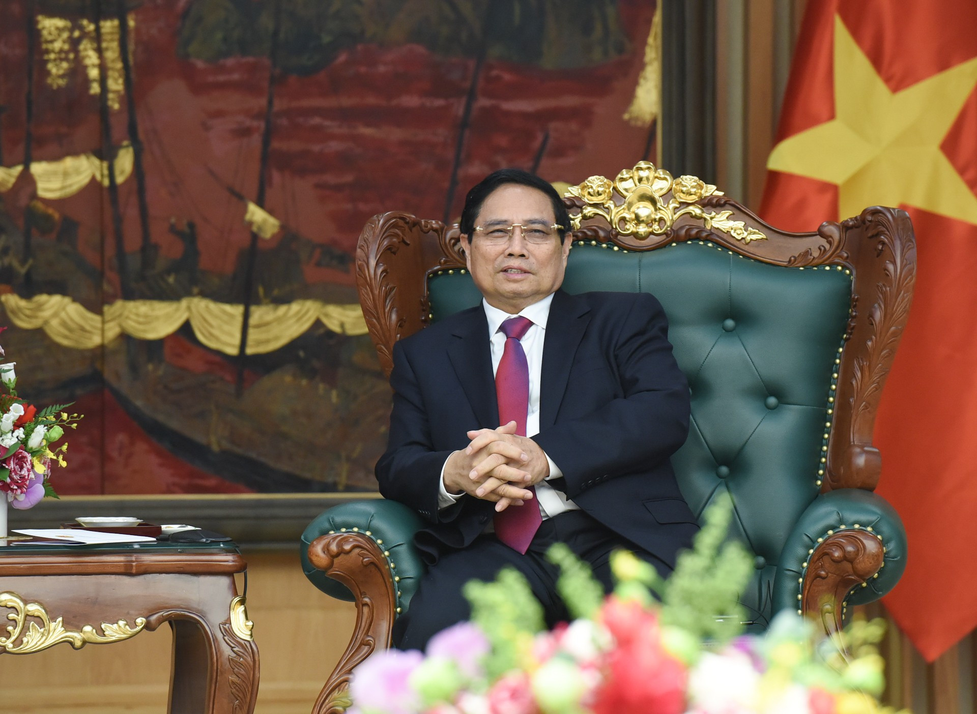El premier vietnamita, Pham Minh Chinh, habla en la cita. El premier vietnamita, Pham Minh Chinh, habla en la cita.