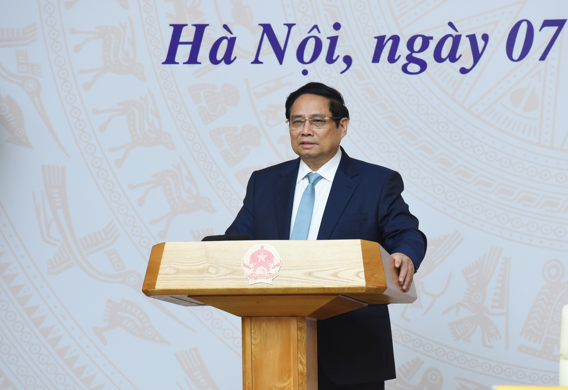 El primer ministro de Vietnam, Pham Minh Chinh, habla en la cita.