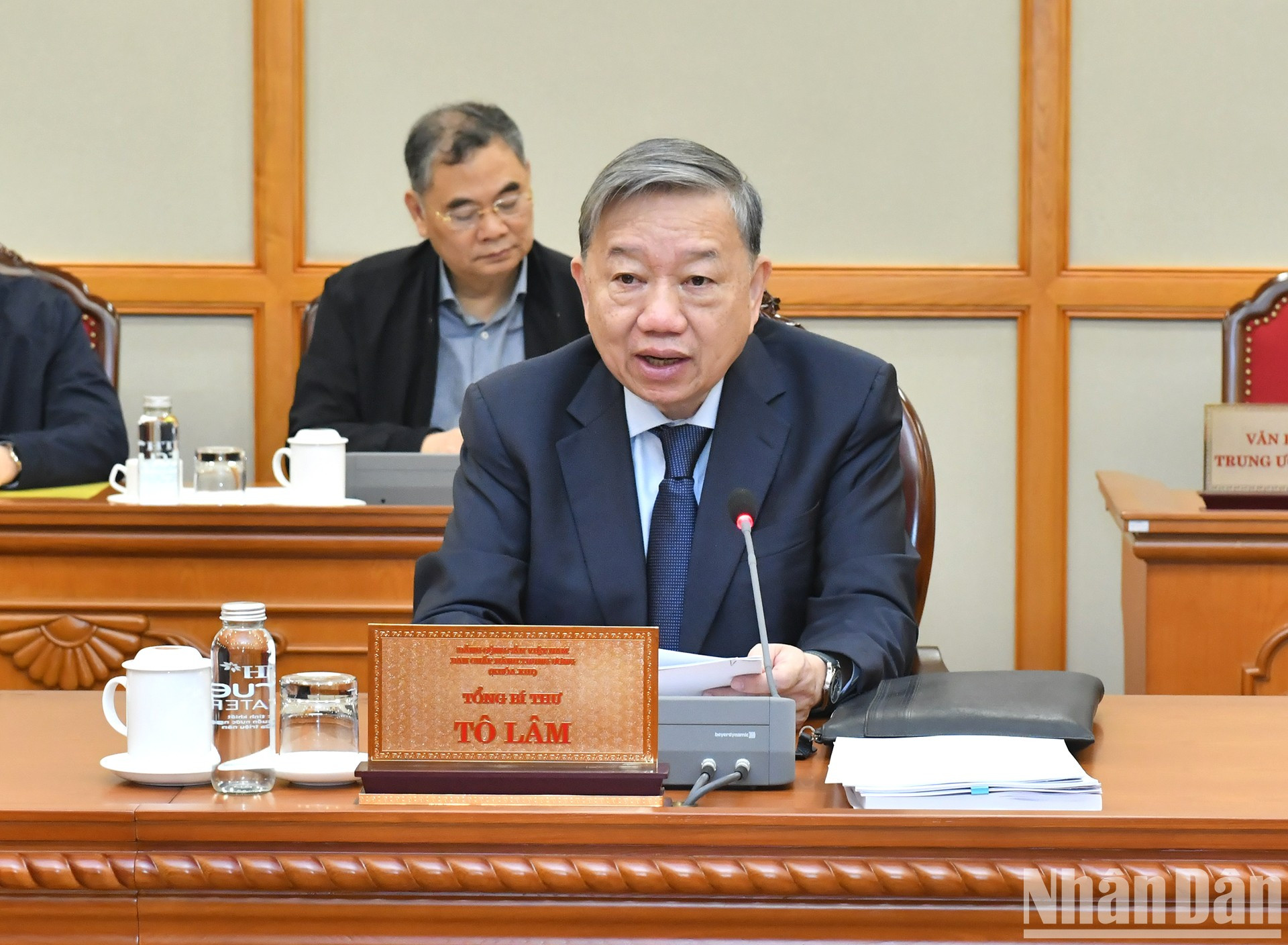 El secretario general del Partido Comunista de Vietnam, To Lam, pronuncia un discurso