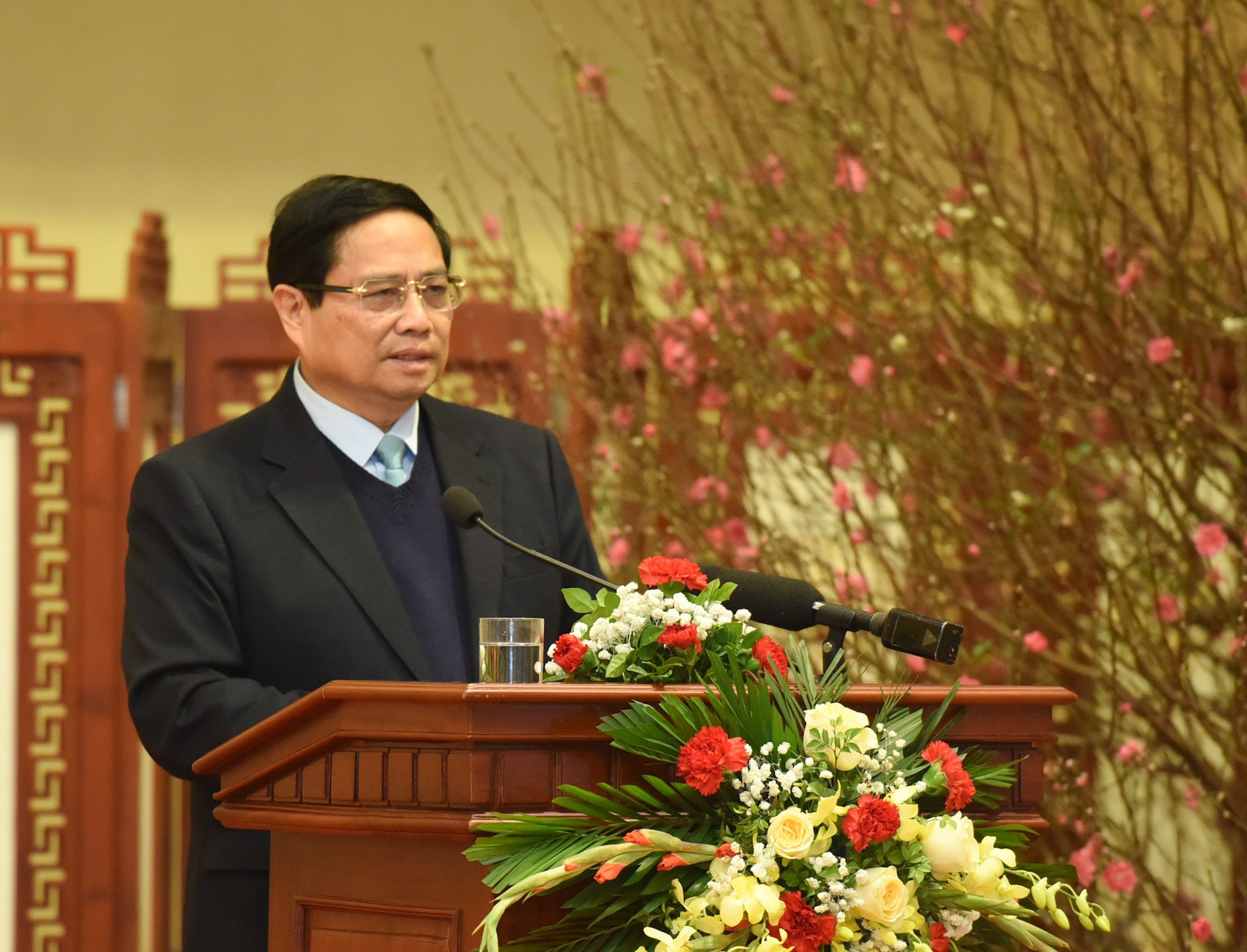 El primer ministro vietnamita, Pham Minh Chinh, habla en el evento El primer ministro vietnamita, Pham Minh Chinh, habla en el evento